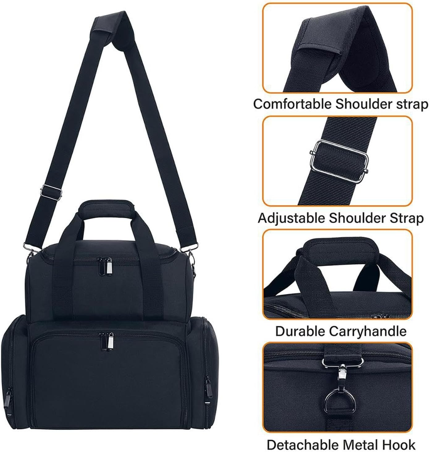 Nail Polish Organizer Bag Holds 70 Bottles& Nail Lamp, Nail Kit Storage Shoulder Bag with 2 Removable Cases, Portable Travel Backpack for Nail Tech Supplies Manicure Tools 39X33.4X22.6Cm image number 3