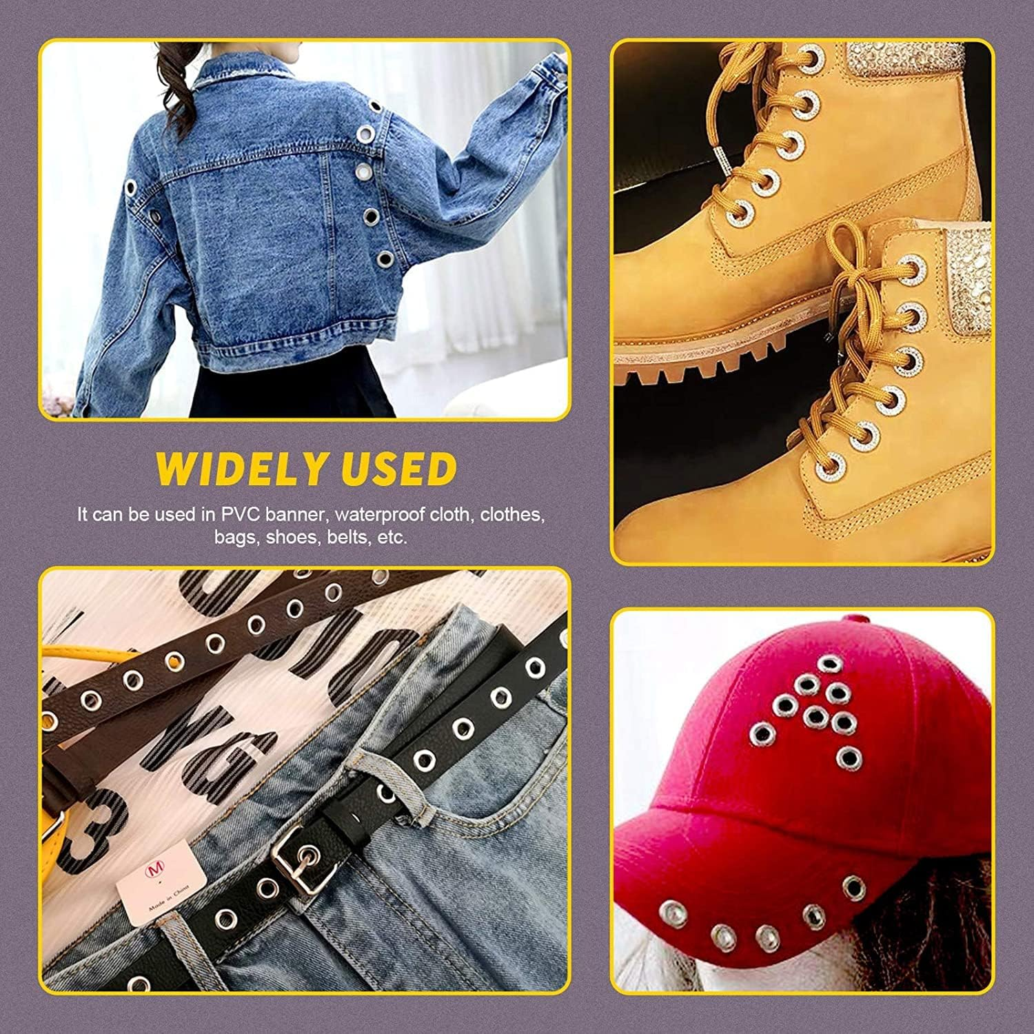 Swpeet 243Pcs - 120Sets 2/5" (10Mm) Hole Thicken Grommets 4 Colors Metal Grommets Eyelets Grommets with Washers and 3Pcs Setting Instal Tool Metal Eyelets Kit for Repairing Canvas, Leather image number 5