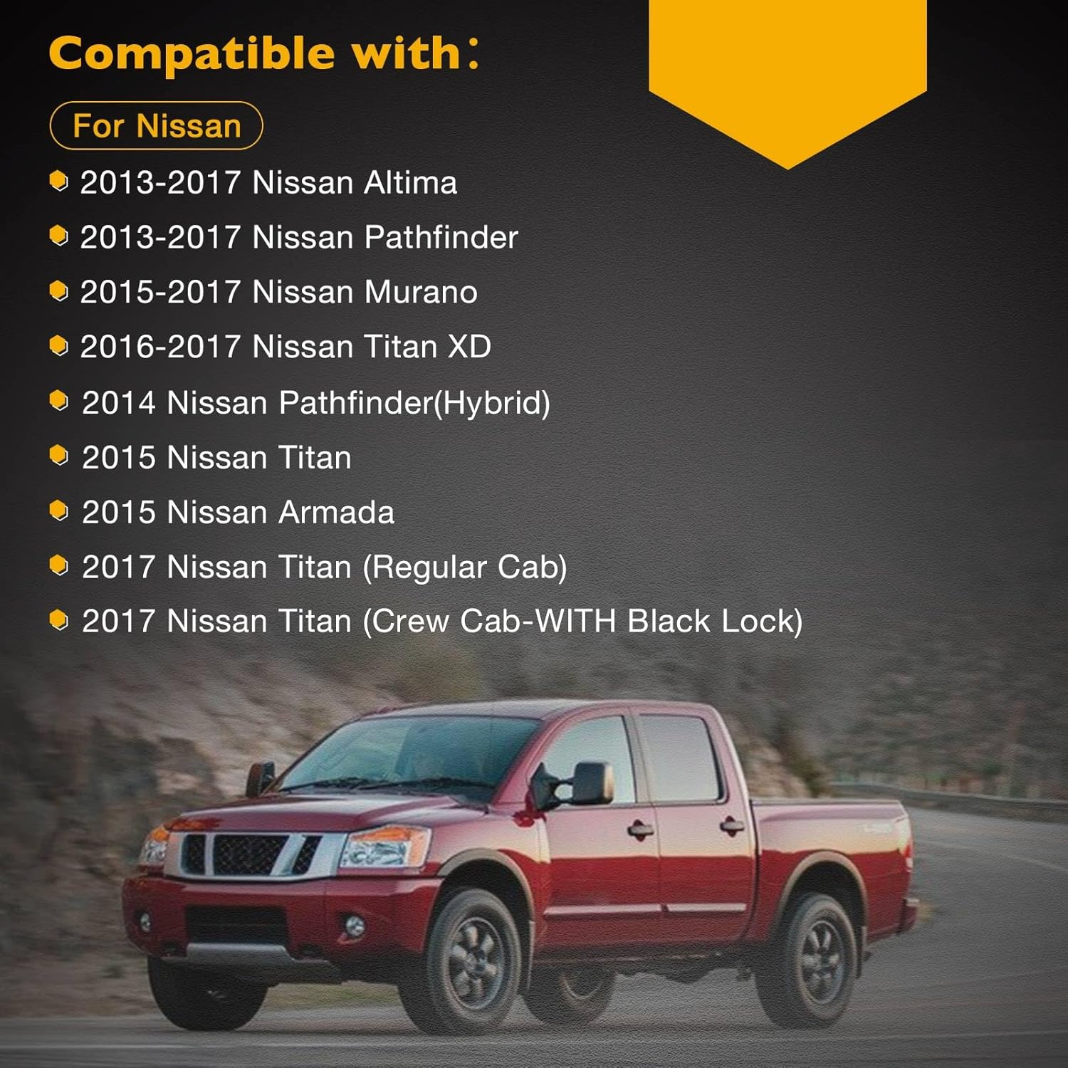 Interior Door Handle Front Rear Left Driver Side | for 2013-2017 Nissan Altima Pathfinder, 2015 2017 Nissan Titan, 2016-2017 Titan XD, 2015-2017 Nissan Murano | Replaces# 80671-3TA0D, 80671-3TA0A