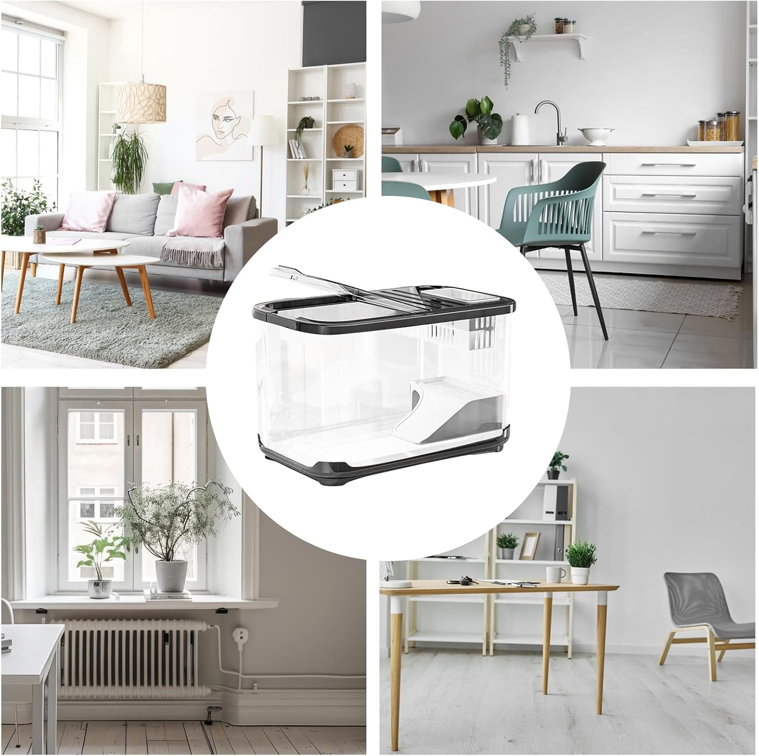 Fish Tank Starter Kit with Ventilation Holes - Fish Tank Setup Kit,Habitat with Stairs for Saltwater Freshwater Sand Shrimp Plant Decor Turtle Landscaping Aquatic Life image number 4