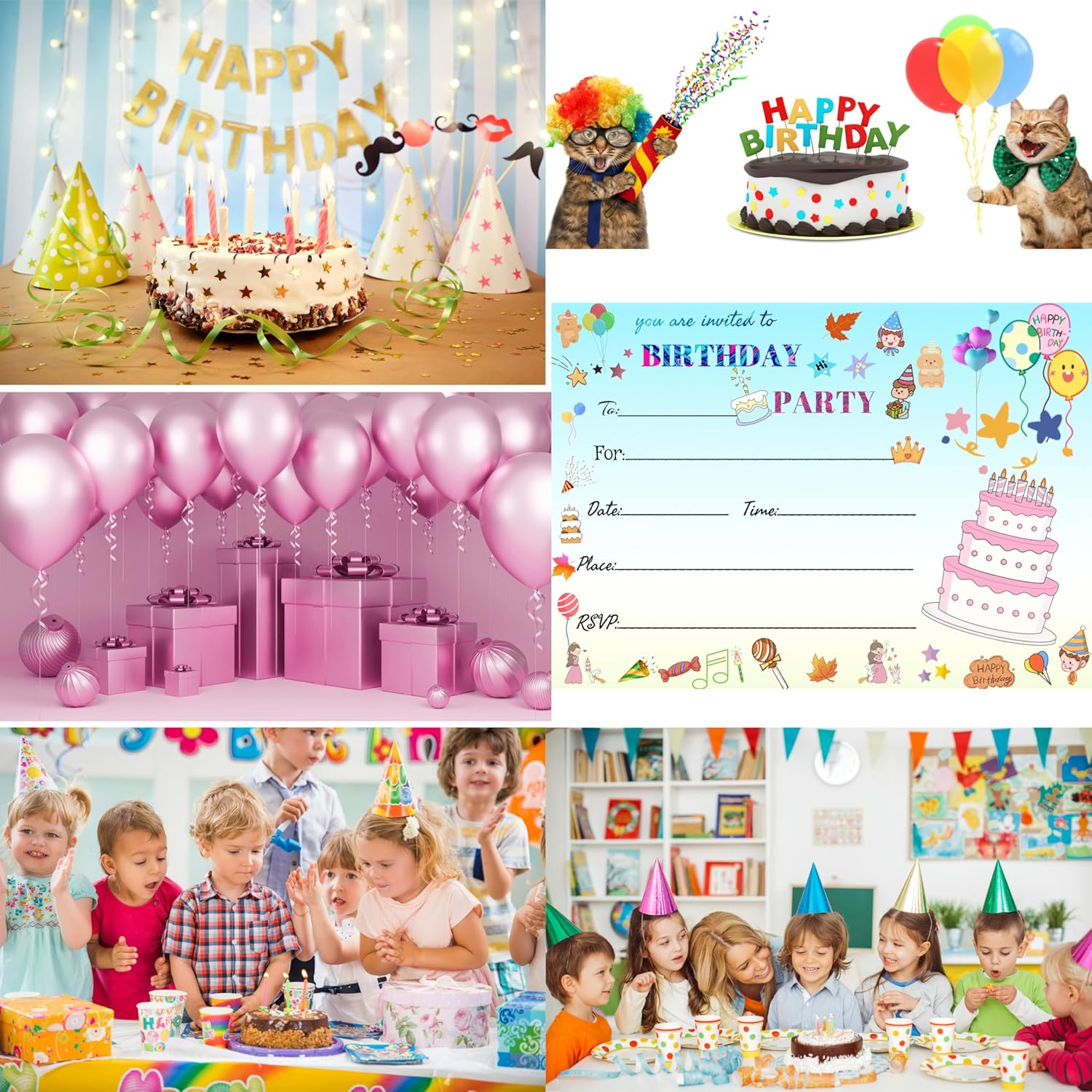 32 Pack Birthday Party Invitation Cards, Perfect for Kids, Adults, and All Celebrations,4.72 X 6.69 Inches (Cartoon) image number 2