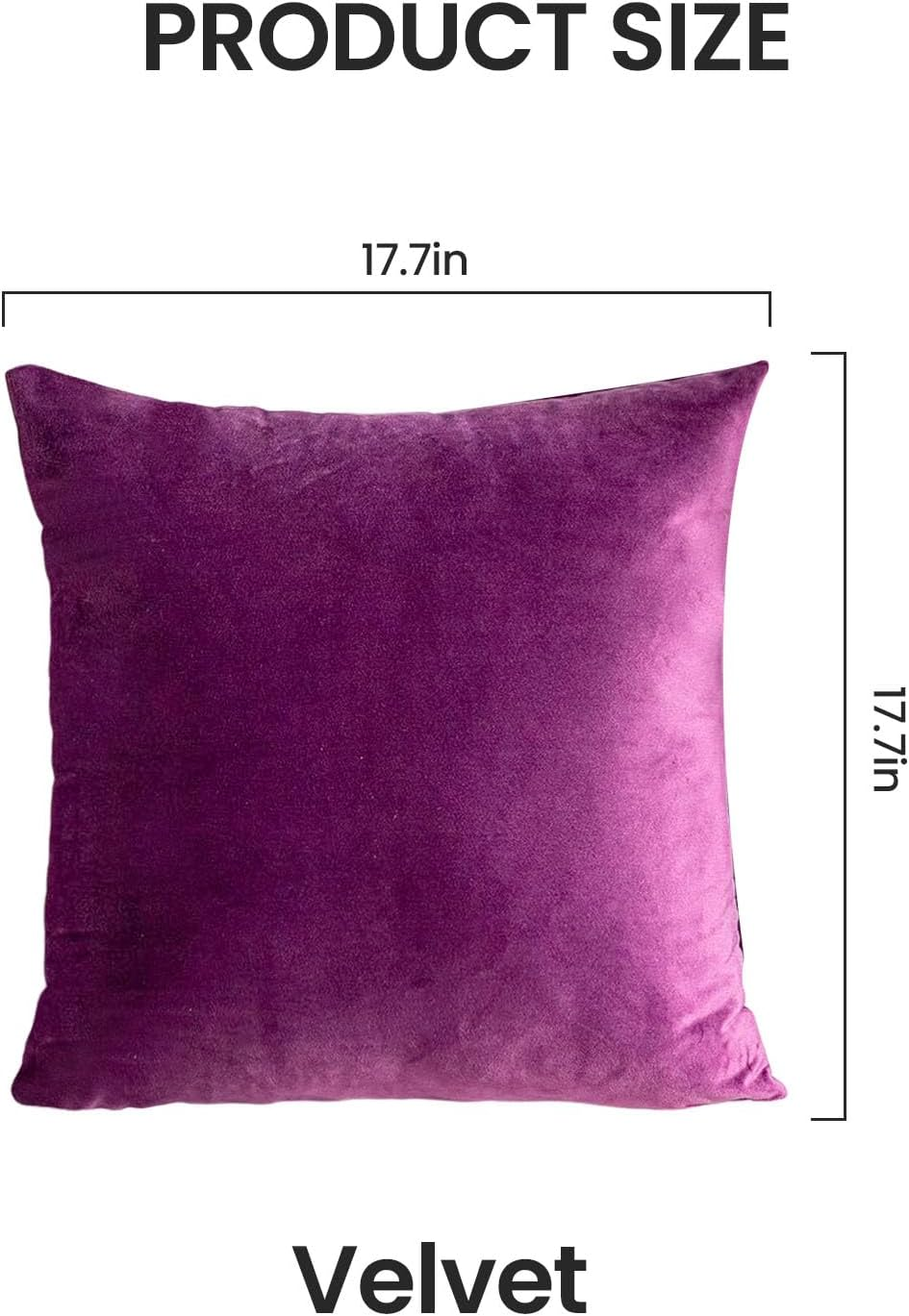Velvet Decorative Throw Pillow Covers Set of 2 Soft Thick Cushion Cases for Sofa Bedroom Home Car(18X18 Inches,Purple) image number 3