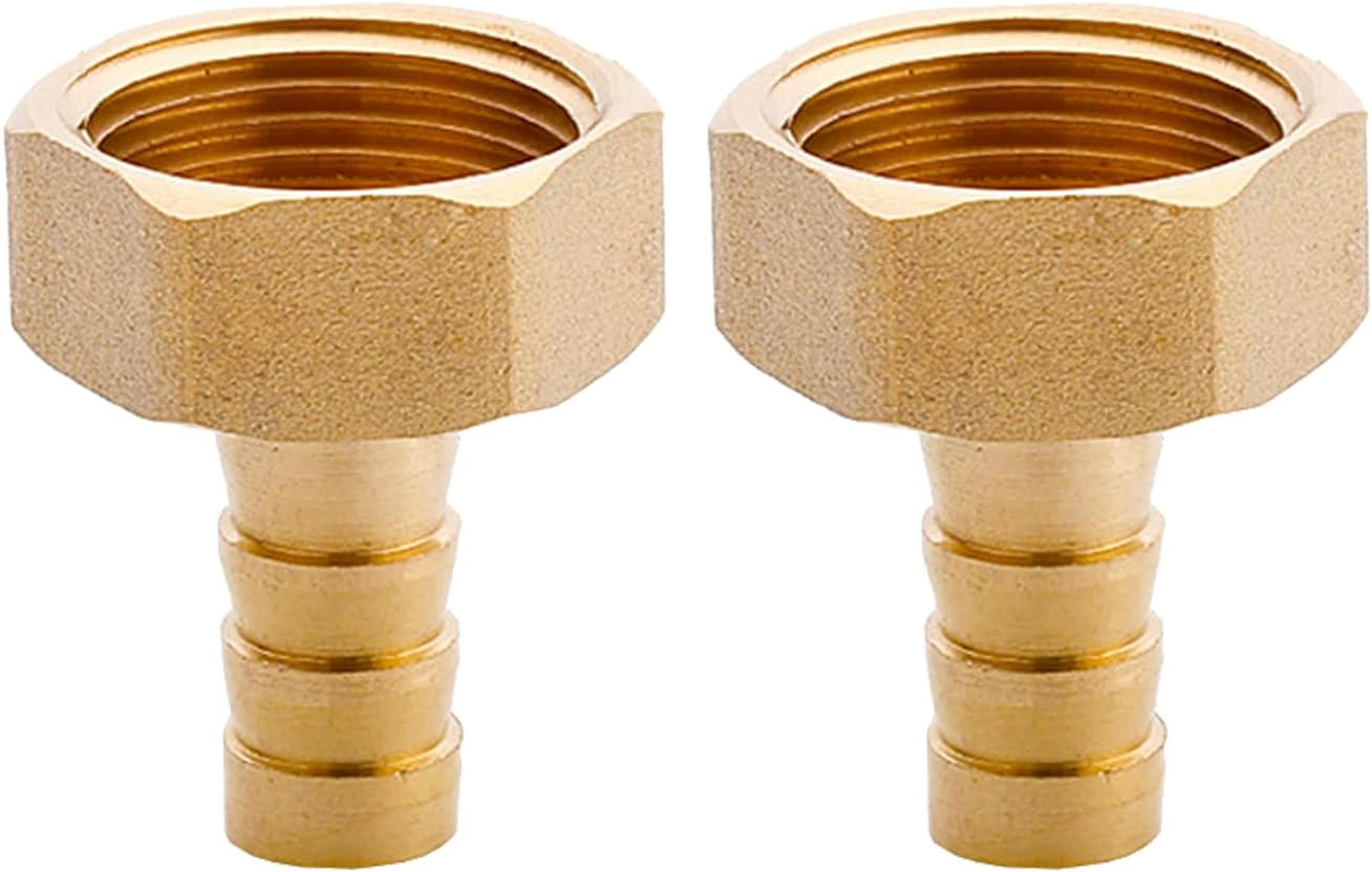 SEIWEI 1/2" BSP Female Thread X 12Mm Barbed Hose Pipe Connector, Brass Barb Hose Tail Joint Coupler Adapter, Garden Hose Fitting Accessories (2 Pieces)