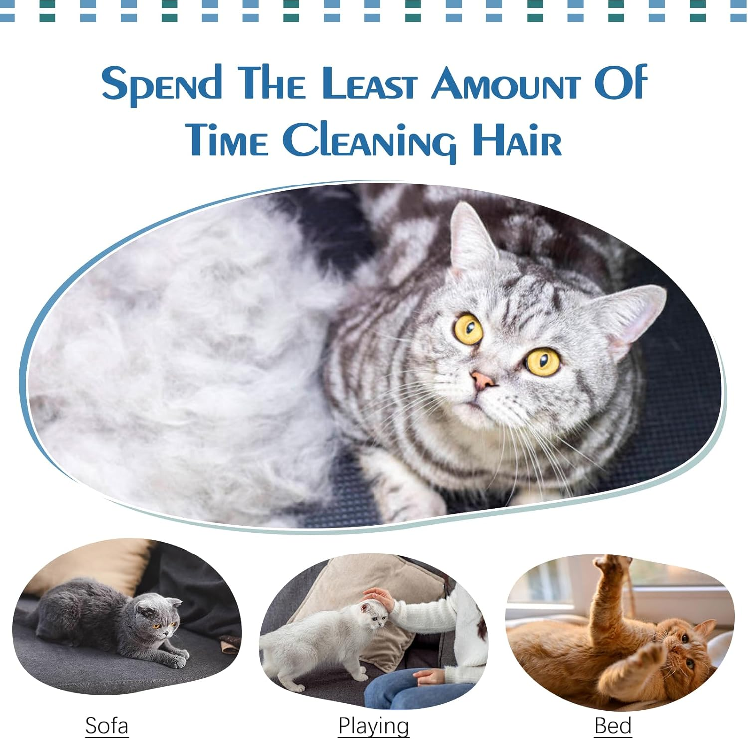 OUOBOB Sticky Hair Cat Clothes, Sphynx Hairless Cats Sweater, Prevent Lost Hair Onesie Shirts for Cats Only, Kitten Apparel Pajamas Jumpsuit, Cat Turtleneck for Sphynx Cornish Rex, Cat Recovery Suit image number 3