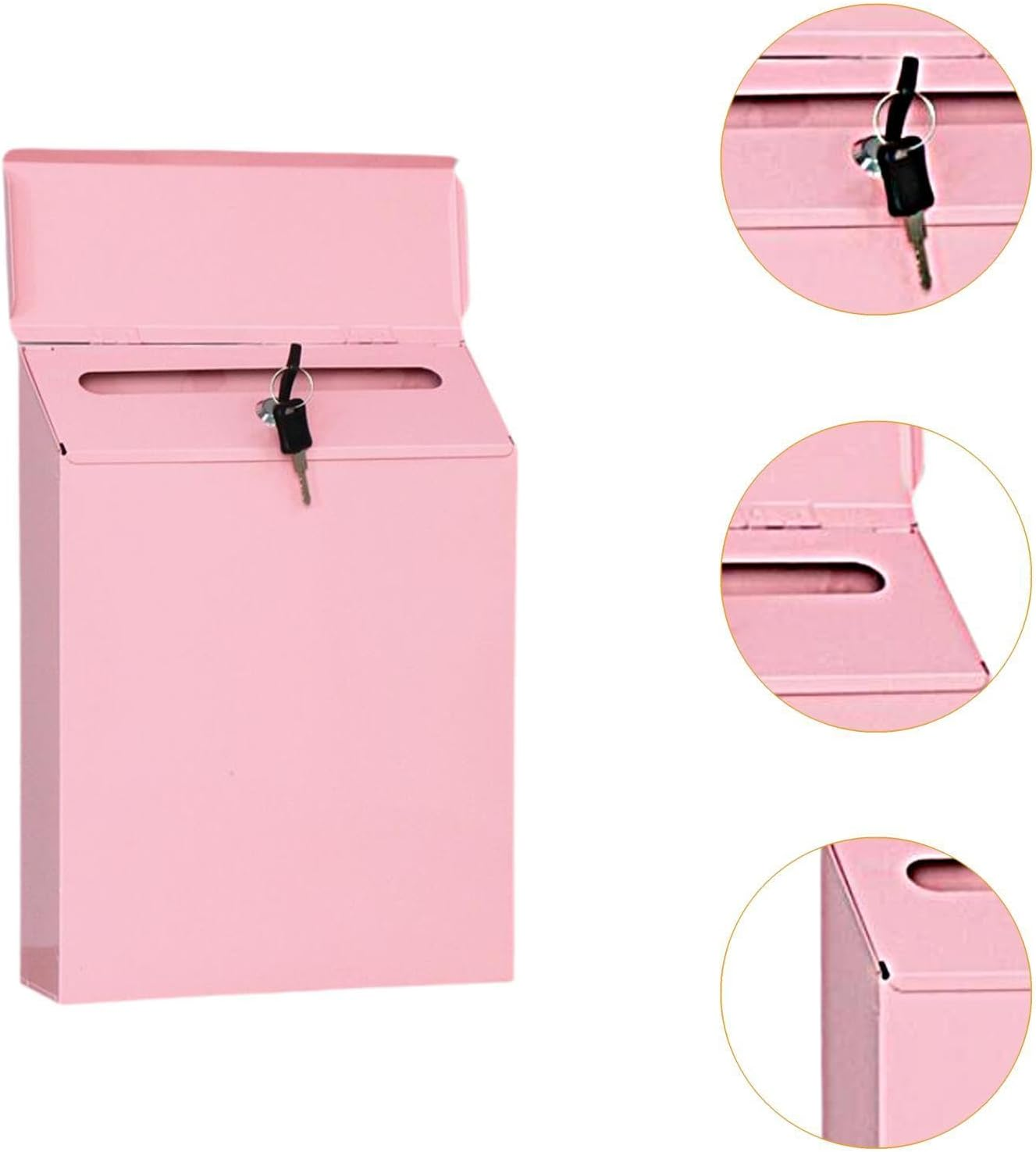 Perfk Wall Mounted Mailbox Letter Box Pink Easy to Use Sturdy Modern Practical Mail Box Drop Box for Porch Outdoor Front Door Gate image number 2