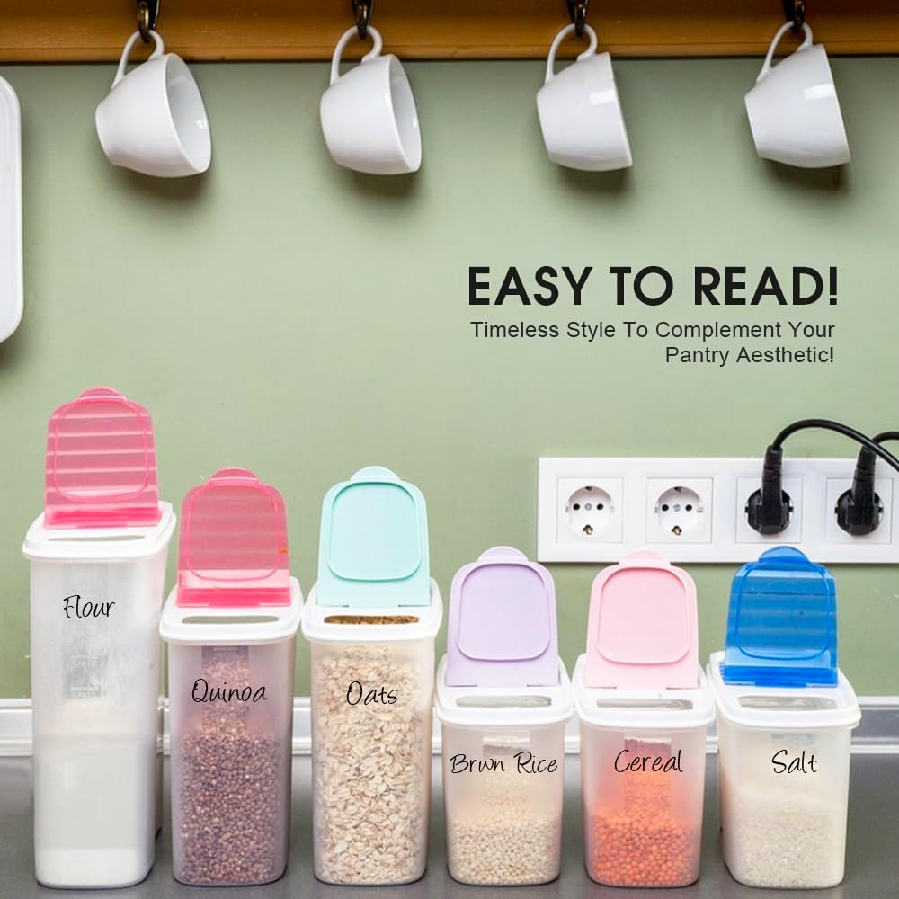 Pantry Labels for Food Containers, 40PCS Pre-Printed Kitchen Food Organization Labels for Storage Canisters Jars Bins,Minimalist Food Labels Stickers Food Jar Label (1Pack) image number 6