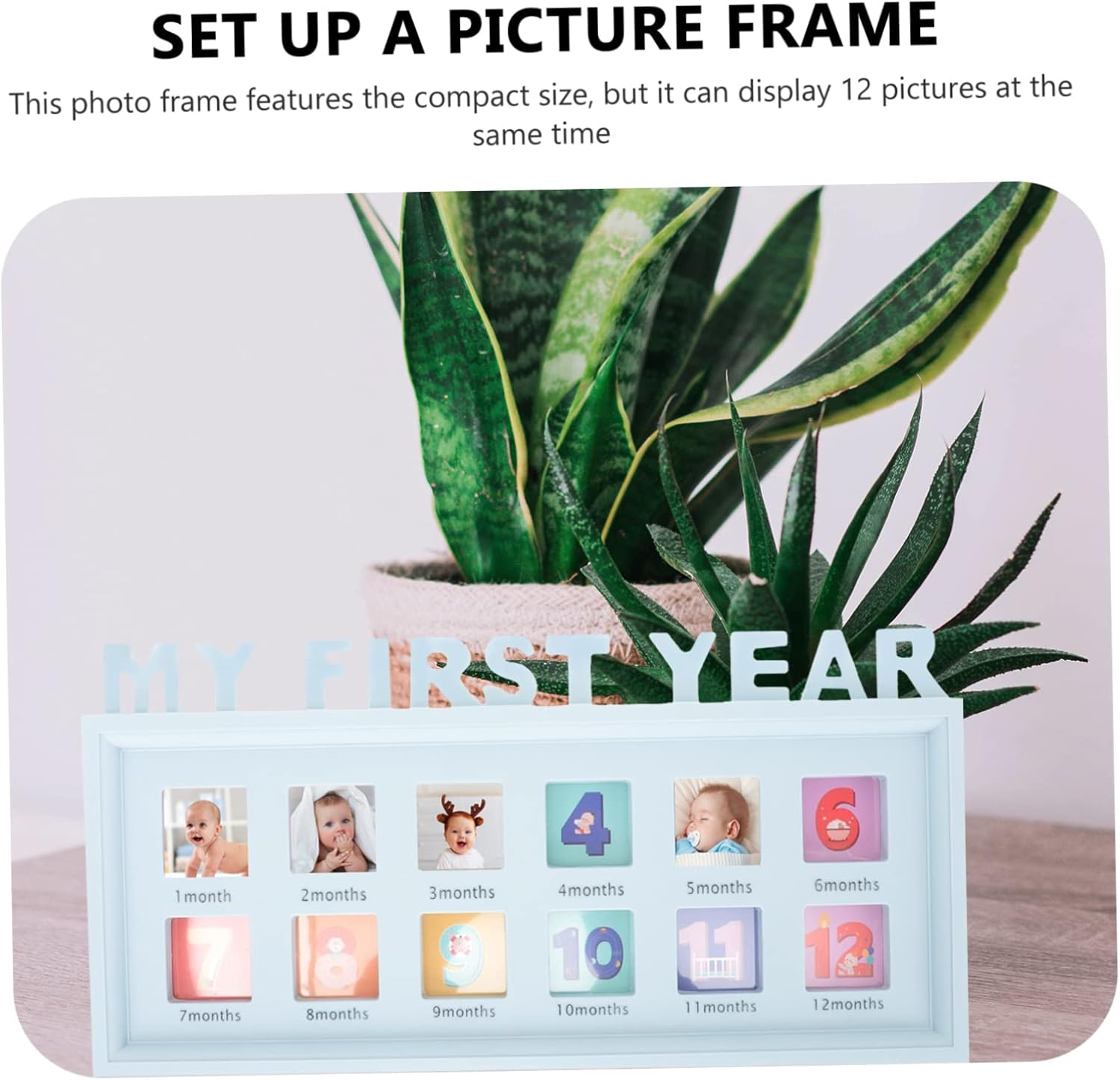 Month Photo Frame Modern Minimalist Boy Girl Picture Holder for Growth Memories Displays Photos for Nursery Decoration image number 1