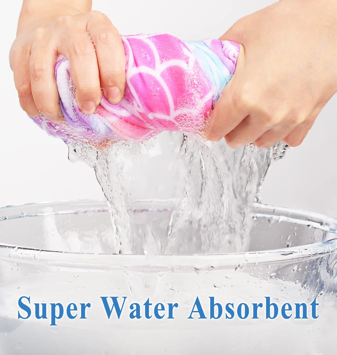 ELLEWIN Microfiber Hair Towel Wrap for Kids Girls 2 Pack Turban Drying Women Set Absorbent Quick Dry Twisty anti Frizz Curly Long Thick (Mermaid) Galaxy&Multicolor-Normal-2Pack One Size - Galaxymulticolor-Normal-2Pack image number 3