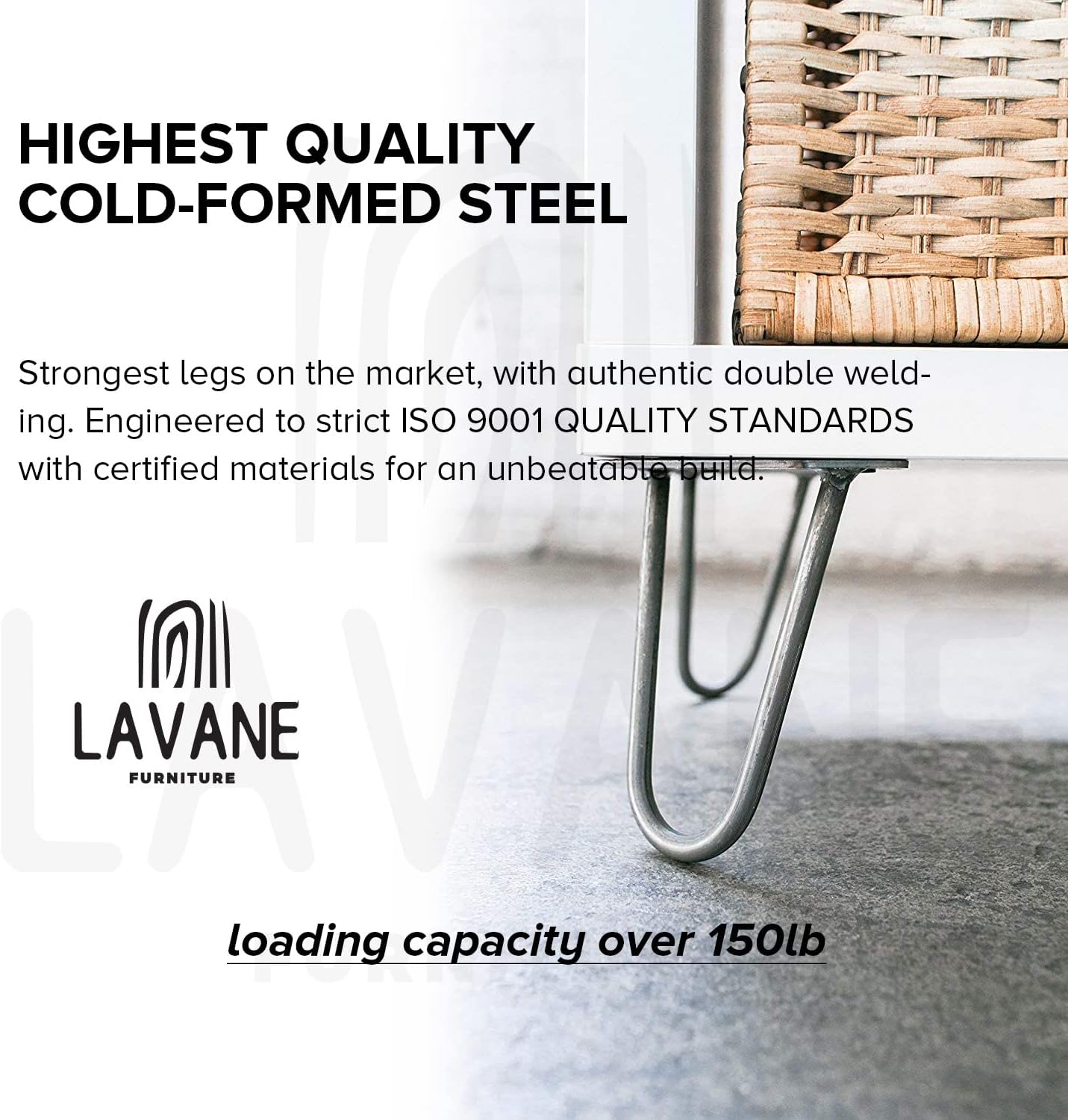 La Vane 8 Inch Hairpin Table Legs (4-Pack), 20Cm Mid-Century Modern Metal Furniture Legs for Coffee Table, Desk, Cabinet, TV Stand, Bench - with Screws & Floor Protectors