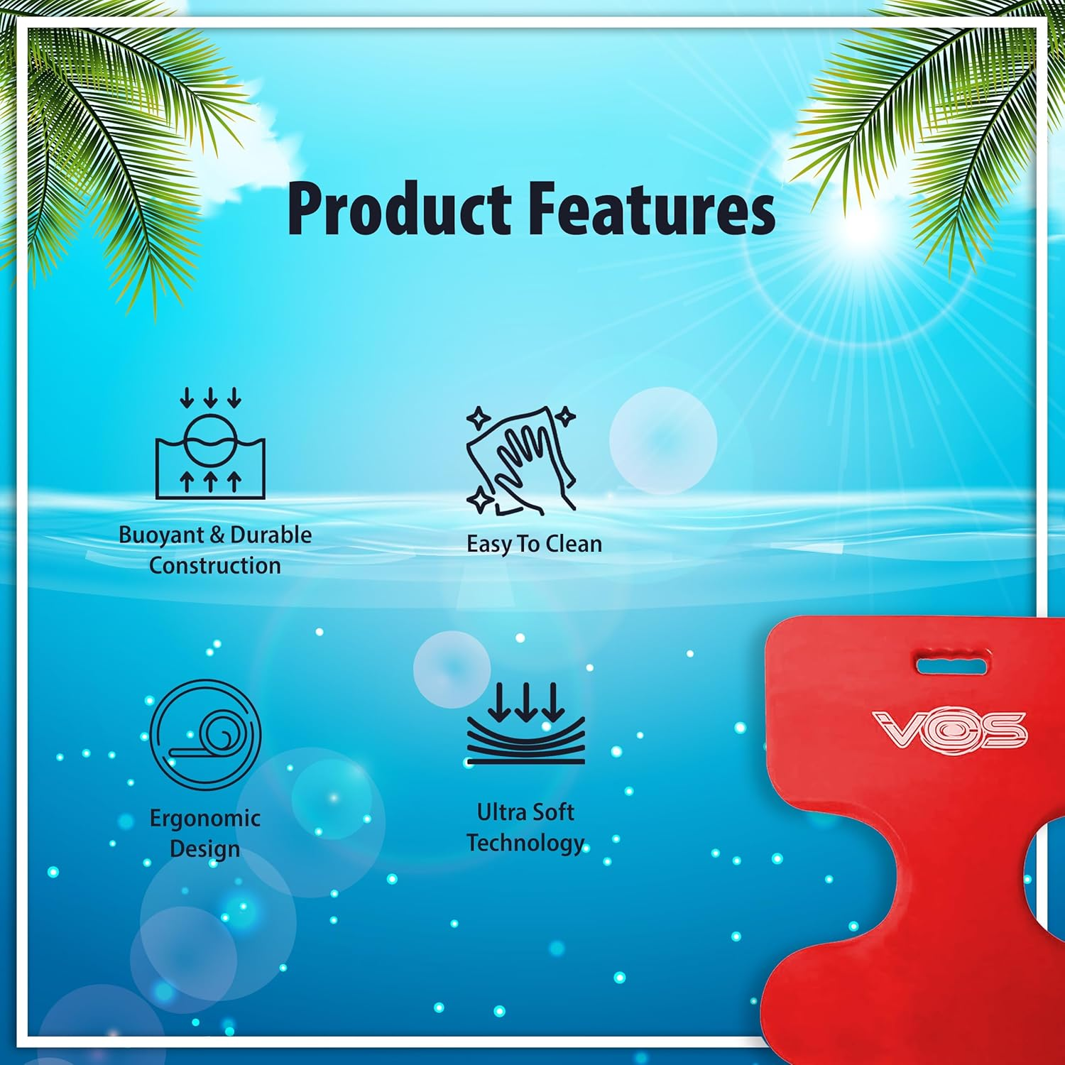 VOS Oasis Premium Water Solid Saddle Floats for Adults and Kids - 2 Pack |Ultra Buoyant, Comfortable Floating Seats for Pool, Beaches, Lakes, Water Parks image number 6