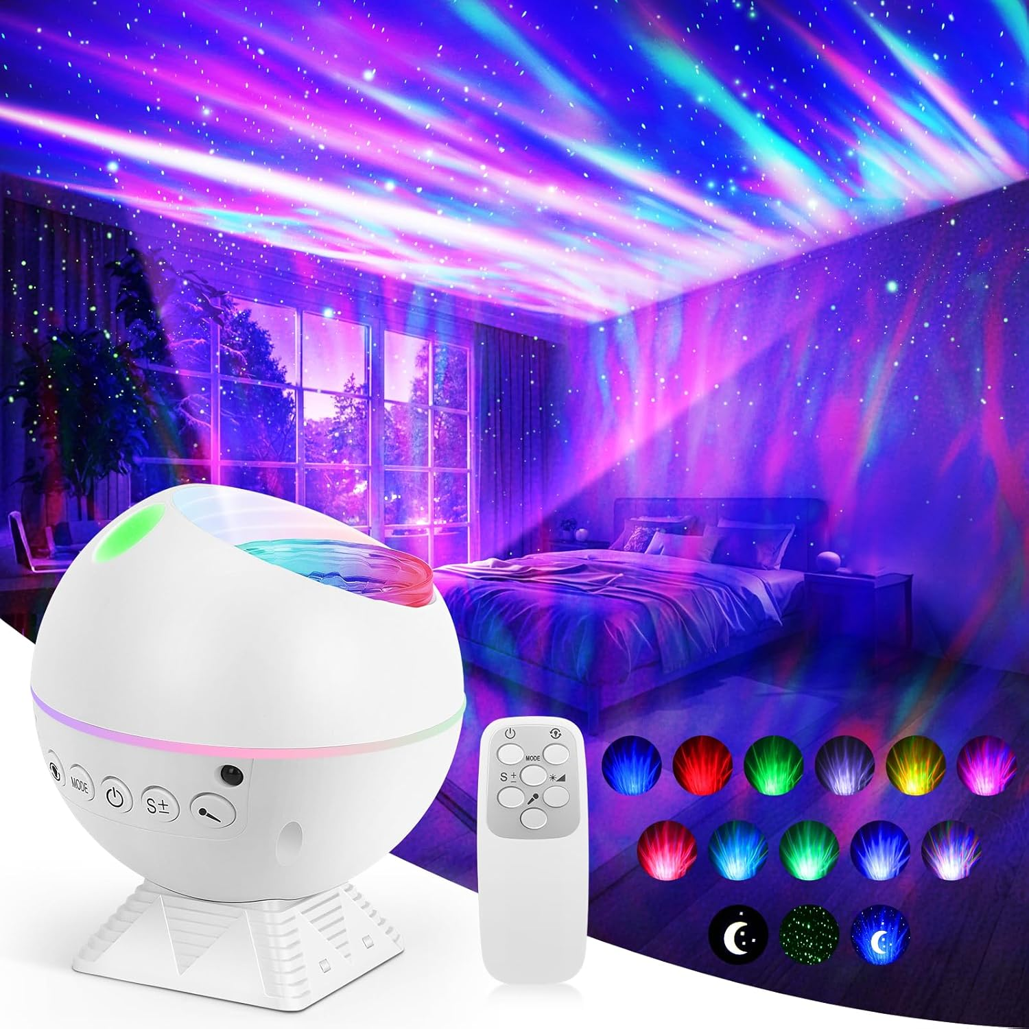 Galaxy Star Projector with 162 Lighting Modes & Remote Control - Aurora Nebula Night Light for Bedroom, 360 Degree Magnetic Base, Kids Adults Home Theater Game Room Decor image number 6
