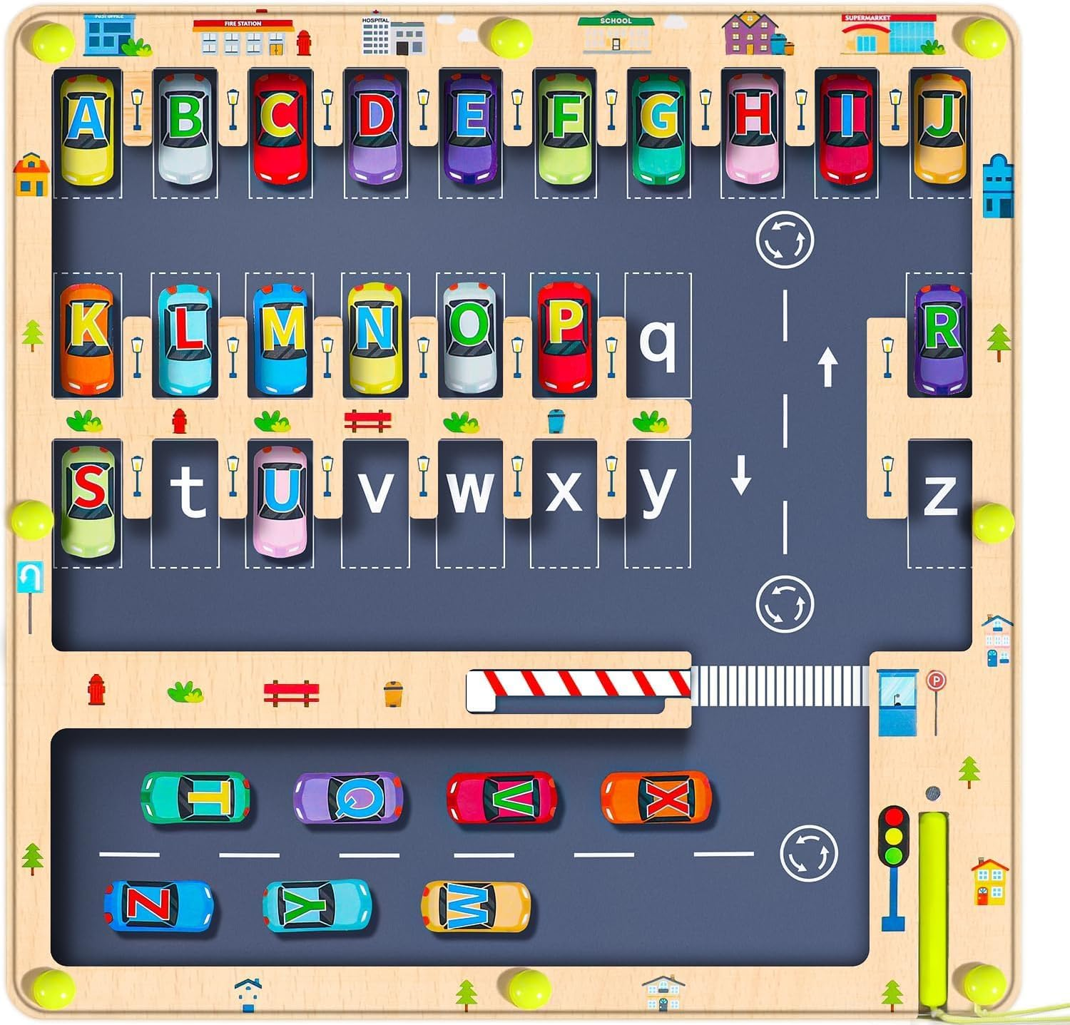 Ssnddm Magnetic Alphabet Maze Letter Puzzle - Montessori Alphabet Parking Maze for Toddlers Ages 3-5, Travel-Friendly Sensory Board for Boys & Girls, Educational Birthday Gifts Preschool Kids image number 1