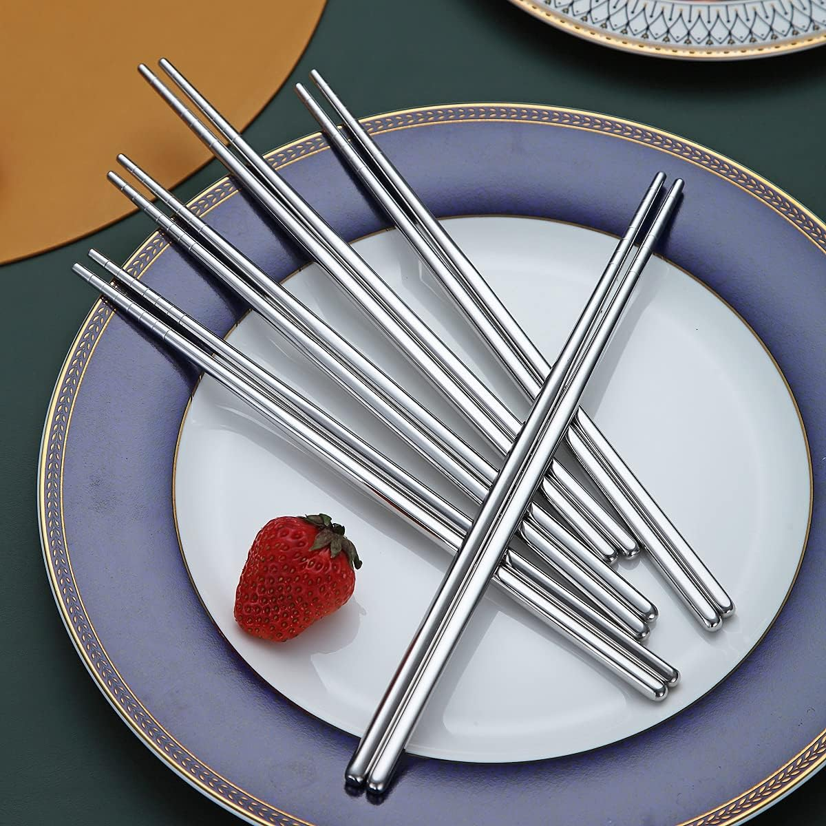 10 Pairs Reusable Chopsticks, Stainless Steel Metal Chop Sticks, Japanese Chinese Korean Chopstick Dishwasher Safe, 8.9 Inch (Silver / Chop Sticks) image number 5