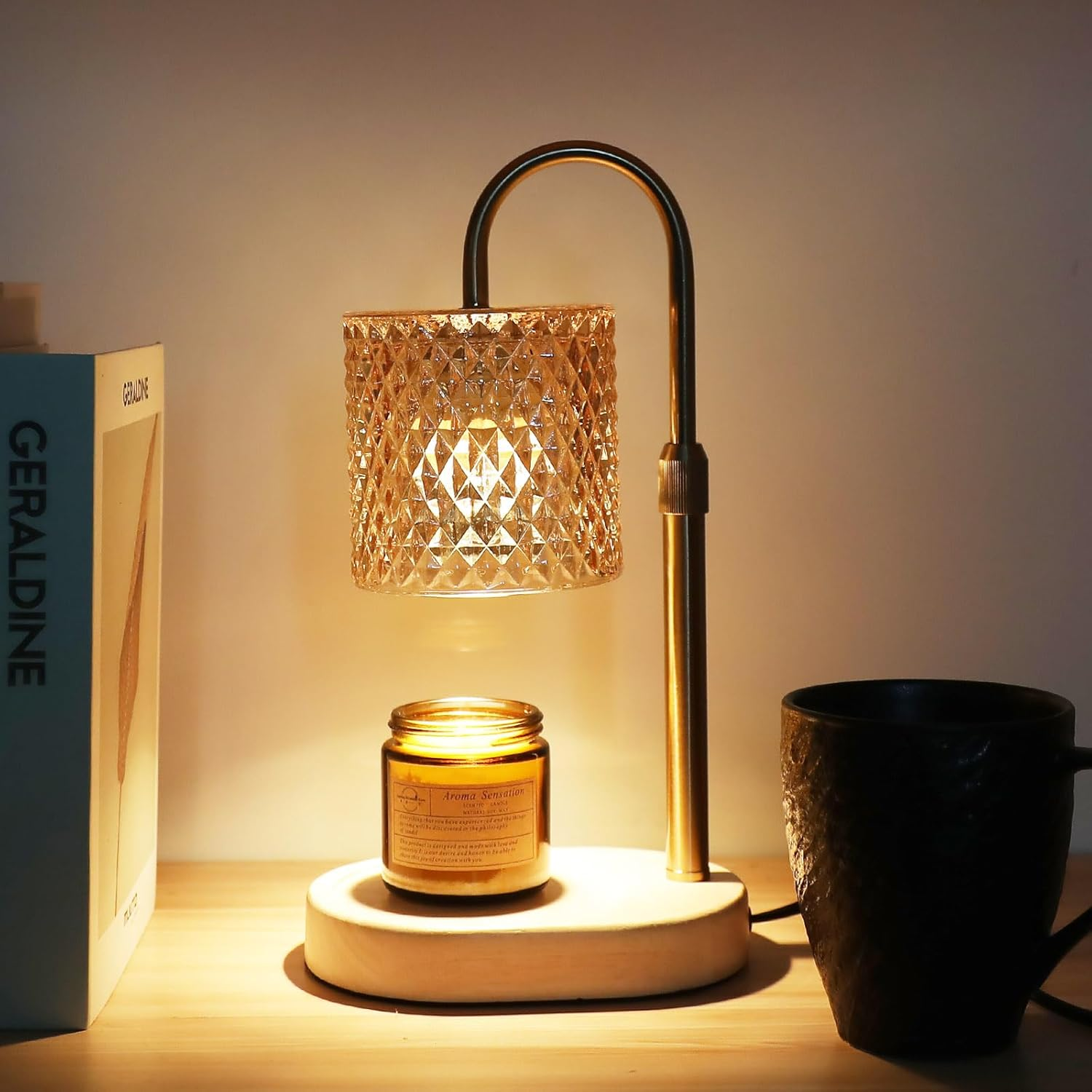 Candle Warmer Lamp with Timer Dimmer Adjustable Height Electric Wax Warmer Vintage Home Decor for Scented Jar Candles,Birthday Gifts for Women