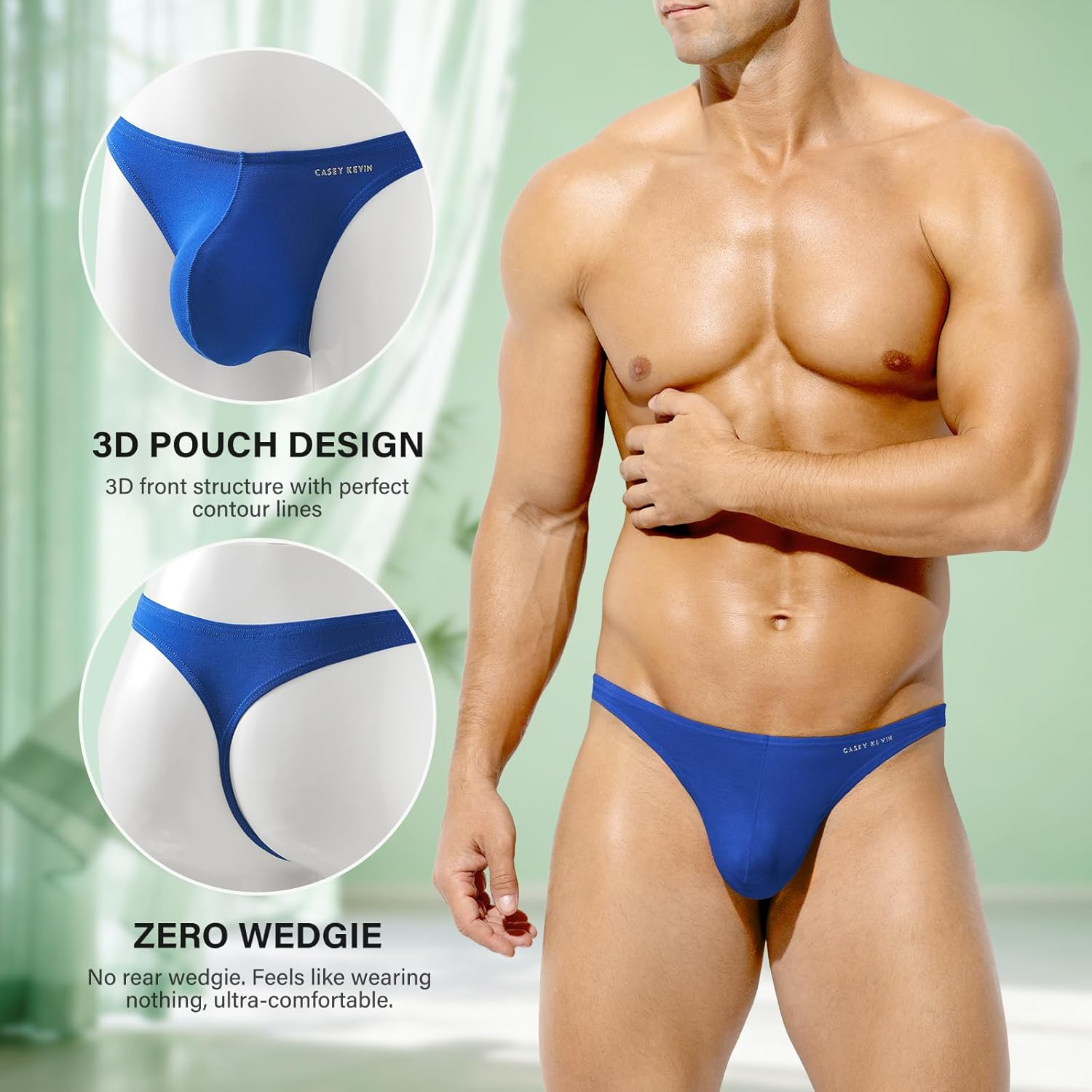 Casey Kevin Men'S Thong Underwear Breathable G-String Lightweight T-Back Sexy Bikini CK4073 1Pcs