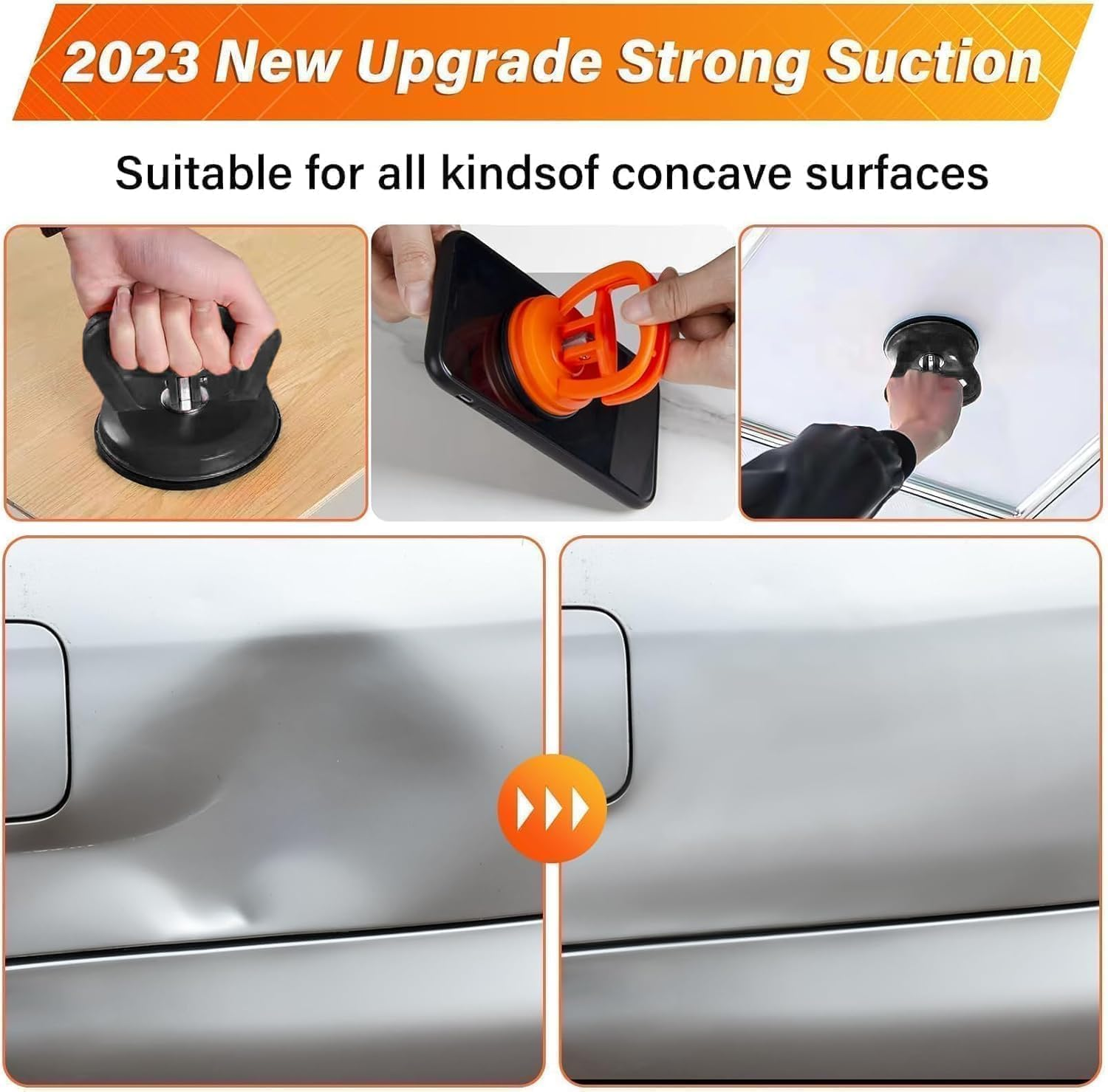 Tiantanghu Dent Puller,3 Pack Car Dent Puller Car Dent Removal Kit Suction Cup Dent Puller Dent Remover Tool and Dent Repair Kit Handle Lifter for Cars Body,Glass,Screen,Objects Moving (Black+Orange) image number 3