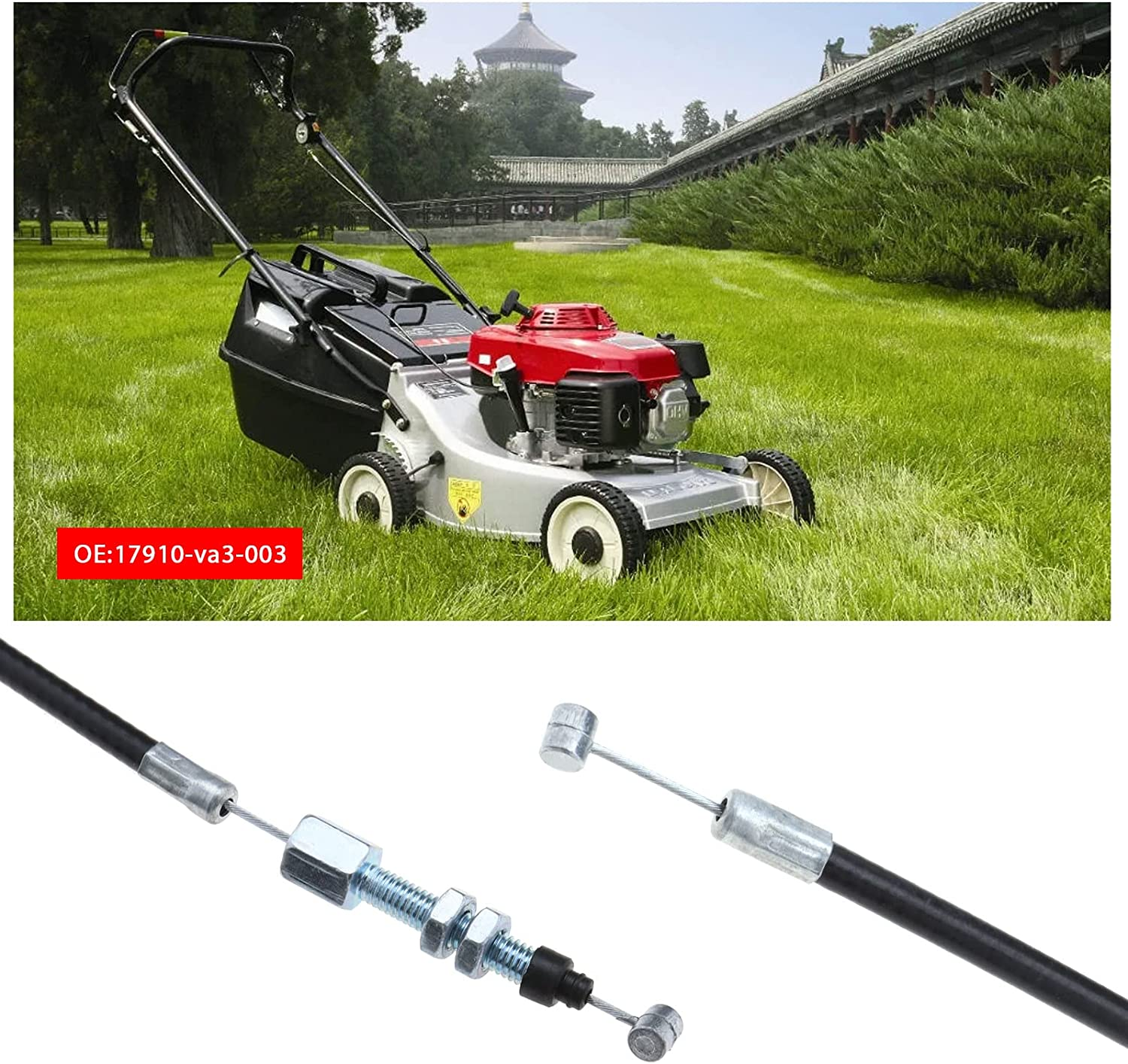 Throttle Cable 17910-VA3-003 Compatible with HR194 HR214 HRD535 HRD536 Lawn Mower Cable Length 1450Mm Sleeve Length 1370Mm Mower Replacement Parts image number 1