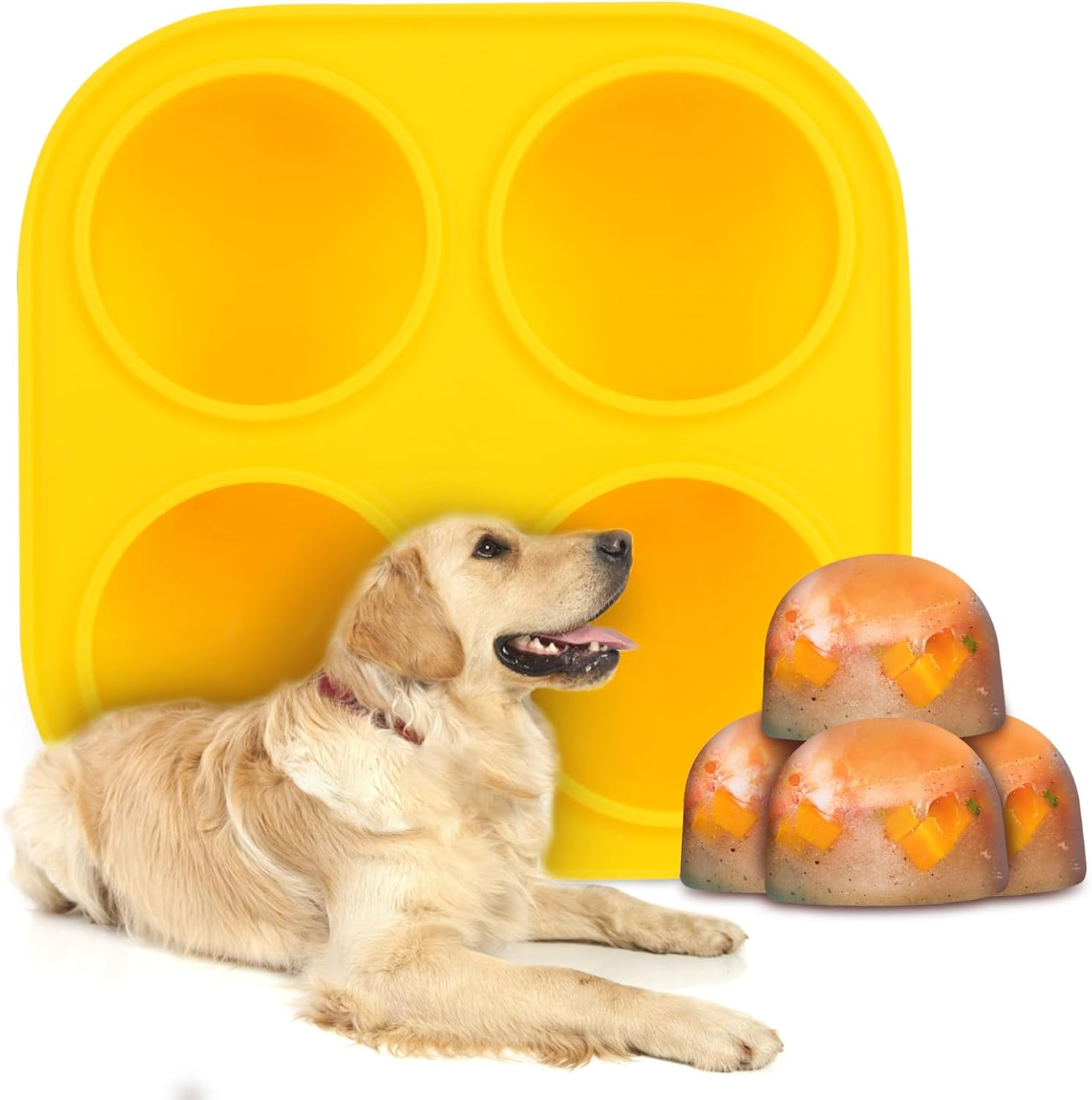 Yeebeny Dog Treat Molds for Freezer - Yellow Snack Tray for Small Dogs, Freeze Refill Treats, Easy to Clean Silicone Mold