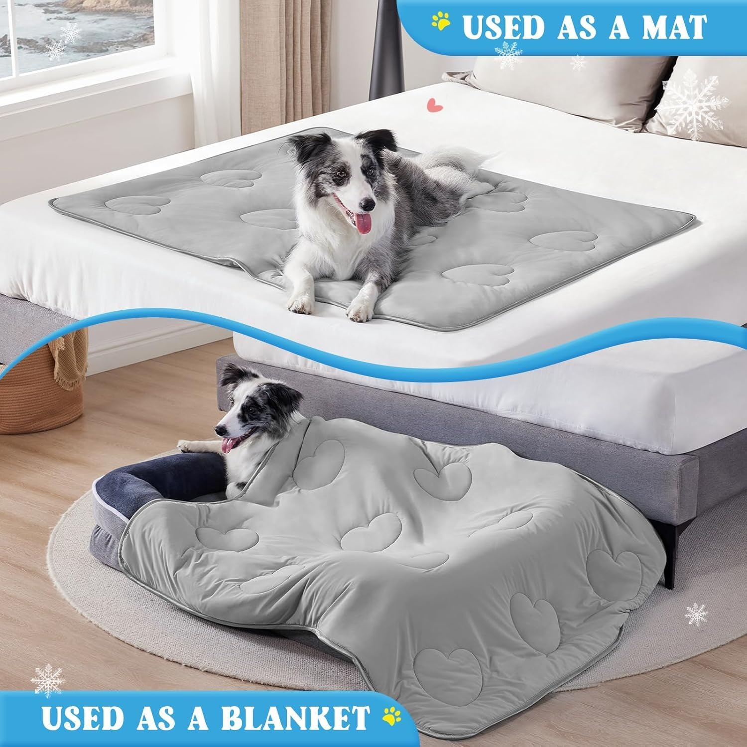 Cooling Blanket for Dogs, Lightweight & Durable Dog Cooling Mat, Q-MAX>0.45 Soft Breathable Pets Comforter for Couch, Bed & Car Essential (XL-152 * 127CM) - Xl-152*127Cm image number 2