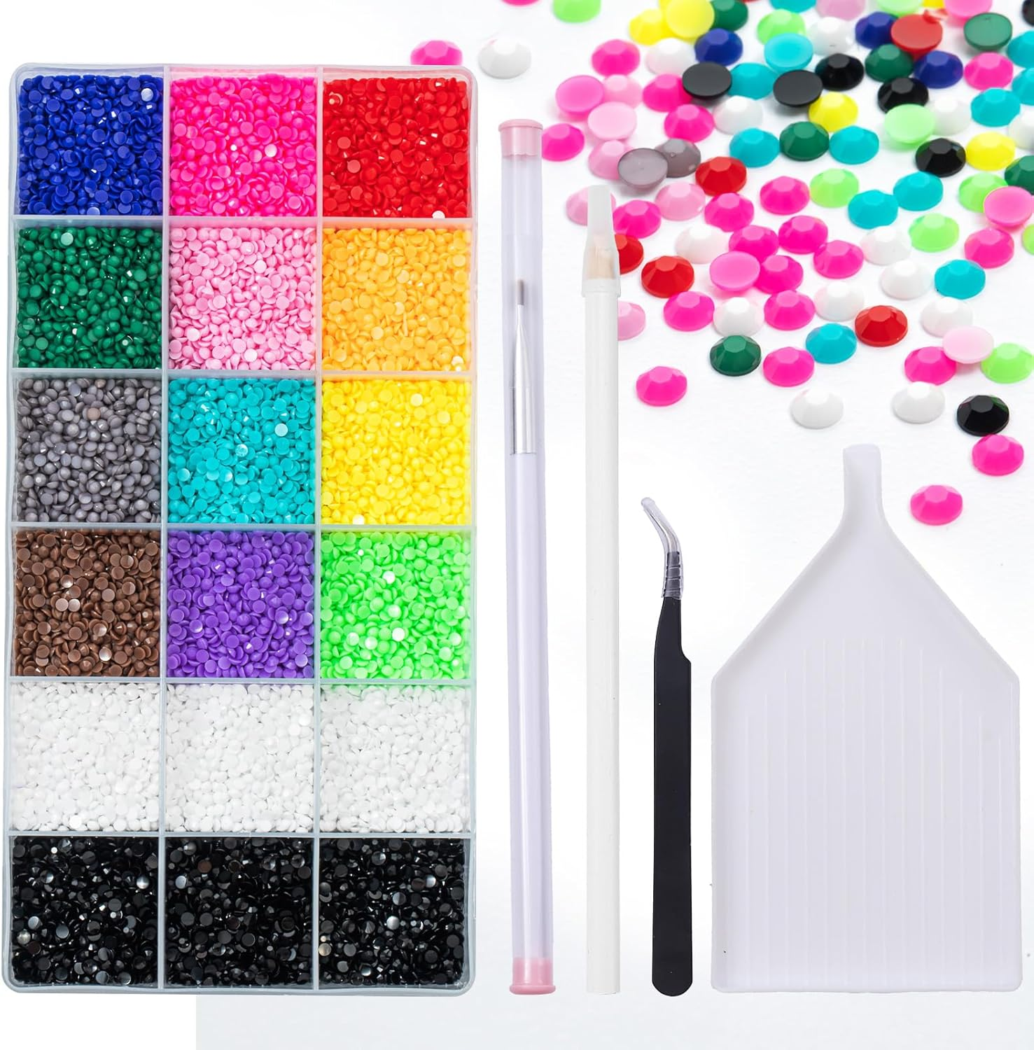 22380Pcs Purple Jelly Rhinestones Kit- Resin Mixed Color Rhinestones for Nail Clothes Shoes Tumblers Decoration Flat Back Round(3Mm,4Mm,5Mm)