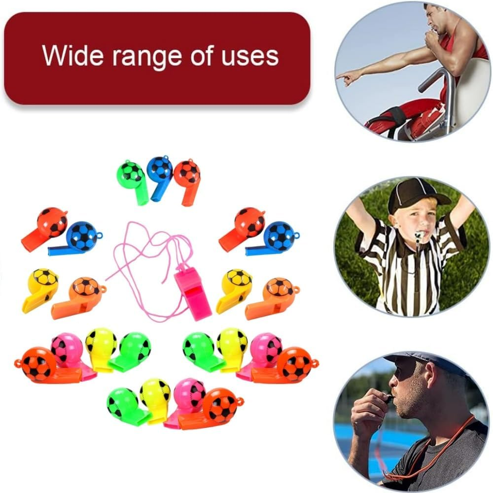 30 Pcs Children'S Whistle with Lanyards, Coaches Referee Whistles, Soccer Pattern Training Sports Whistle, Emergency Safety Whistle, Whistles for Coache, Referee, Teacher image number 4