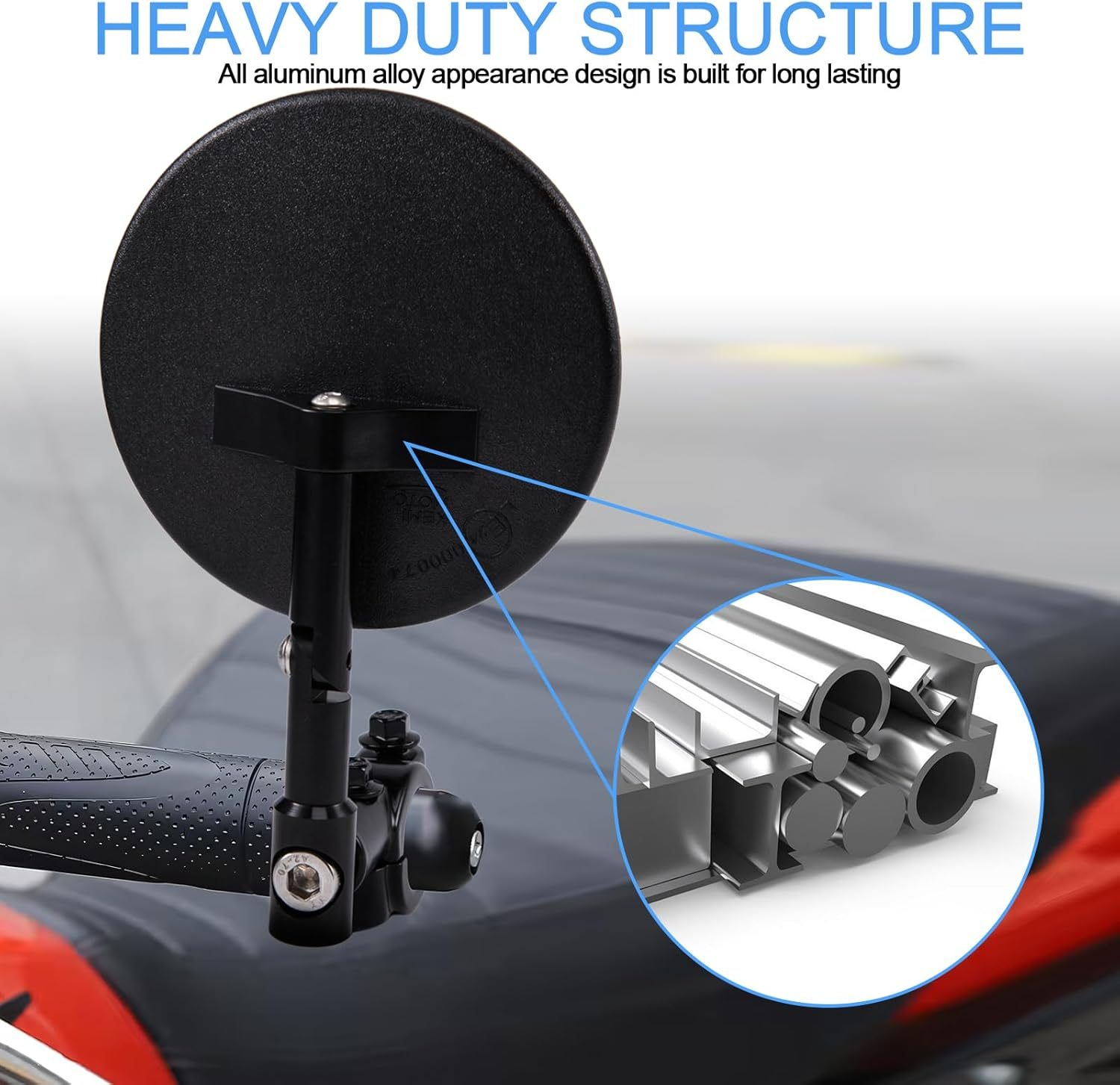 Motorcycle Mirrors Universal, Bar End Mirrors Motorcycle, E24 Certified, 360&deg; Rotatable, Fits Handlebar Diameters from 22Mm and 25.4Mm, Fits Most Motorcycles, Bicycles, ATV (Style B) image number 6