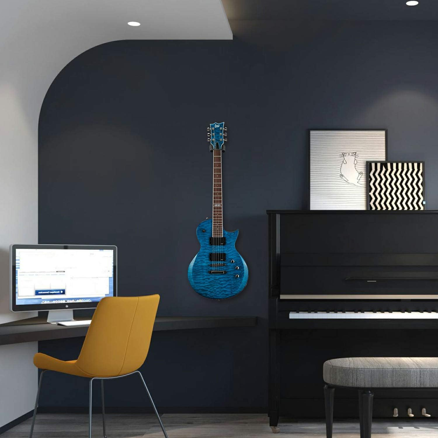 Guitar Wall Mount Hanger 2 Pack, Guitar Hanger Wall Hook Holder Stand Display with Screws - Easy to Install - Fits All Size Guitars, Bass, Mandolin, Banjo, Ukulele image number 5