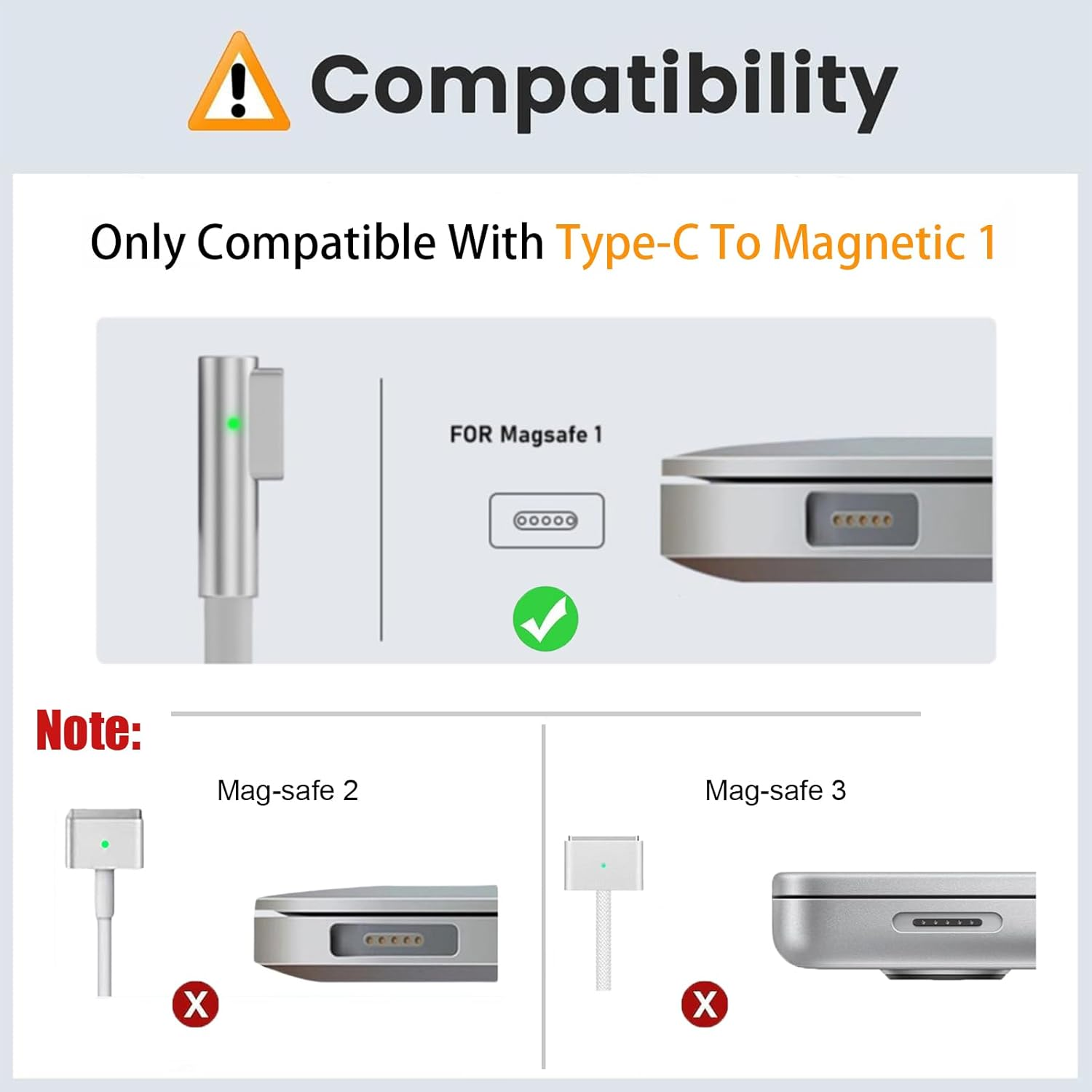 Vonzuda 65W USB-C to L-Tip Magnetic 1 Cable，Type-C to Mag-Safe Charging Cable Compatible with Macbook Air/Pro 2006-2012,1.8M (White) image number 2