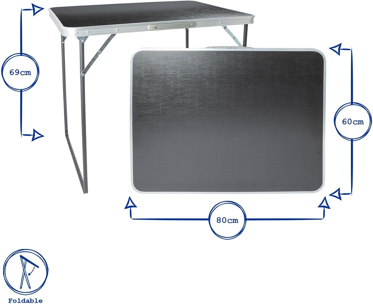 Harbour Housewares Folding Table - 80Cm X 60Cm - Black - Small Metal Trestle Tables Foldable Portable Side Table for Indoor, Outdoor, Garden, BBQ, Pinic, Dining, Camping - Brown image number 3