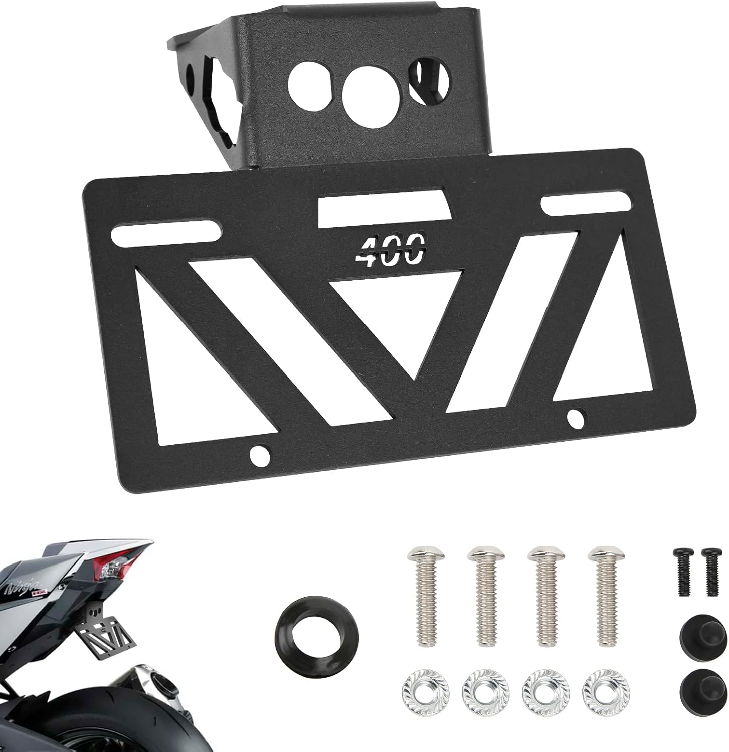 2024 2025 Ninja 500 Fender Eliminator Ninja 400 Fender Eliminator Tail Tidy License Plate Bracket Mount Fit with OEM & Aftermarket Turn Signal Z400 2018 2019 2020 2021 2022 2023 2024 2025 Z500 2024 image number 4