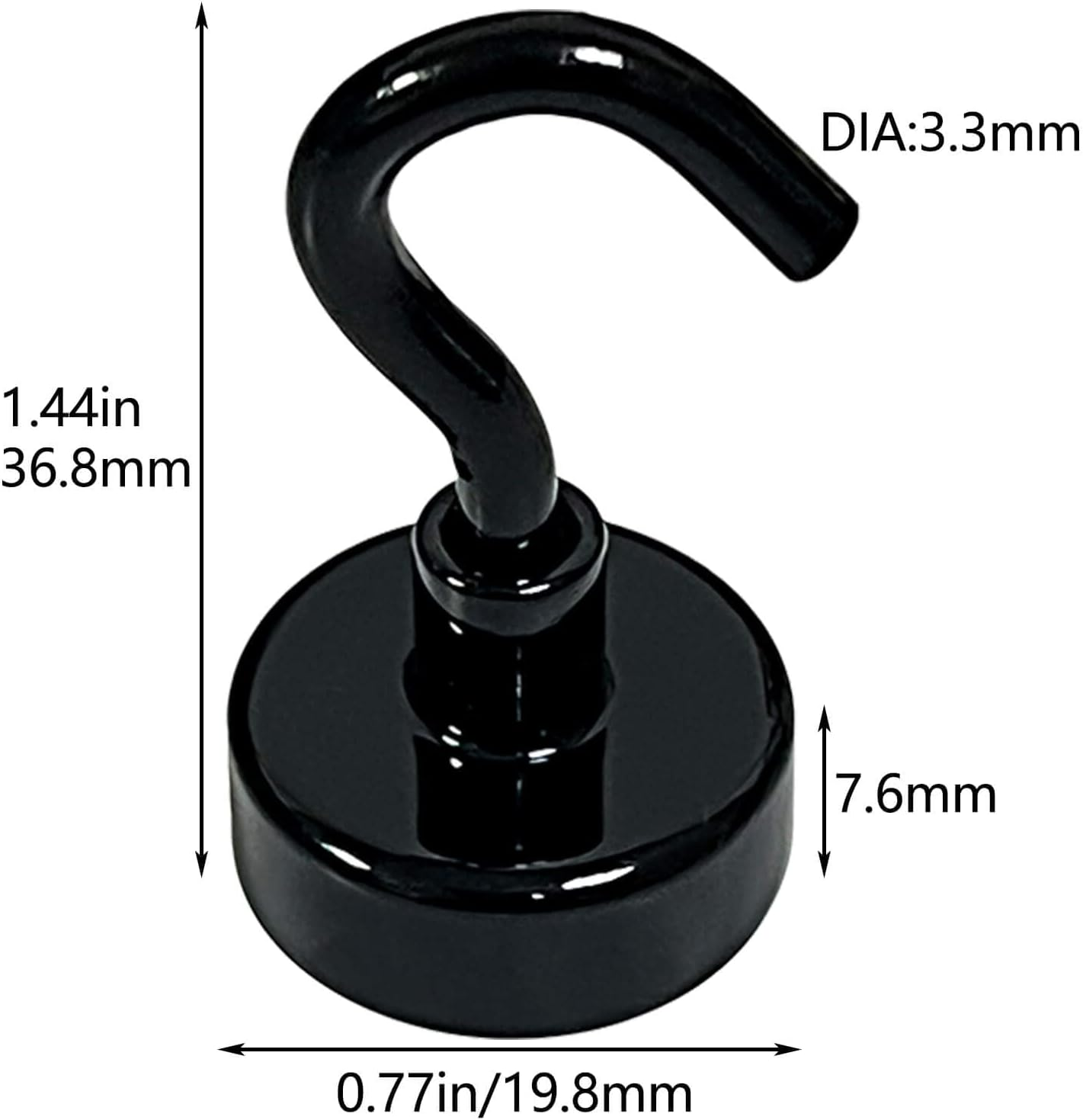 10PCS Magnetic Hooks, Neodymium Magnets with Rust Proof Coating, Strong Magnet Hooks for Hanging, Magnetic Hanger for Kitchen, Cruise, Workplace (Black) image number 6