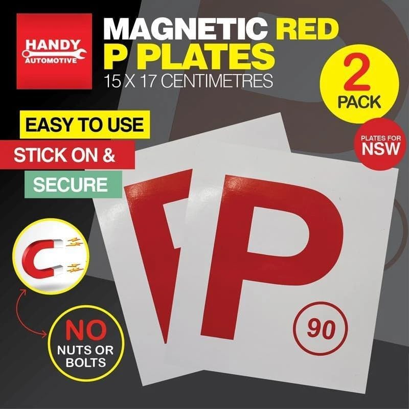 LEDON Magnetic P Plate Set 2/4Pk - NSW Approved Red Probationary License Plates with Strong Magnets for Easy Installation & Removal, Laminated Plastic Car Plates (2) image number 3