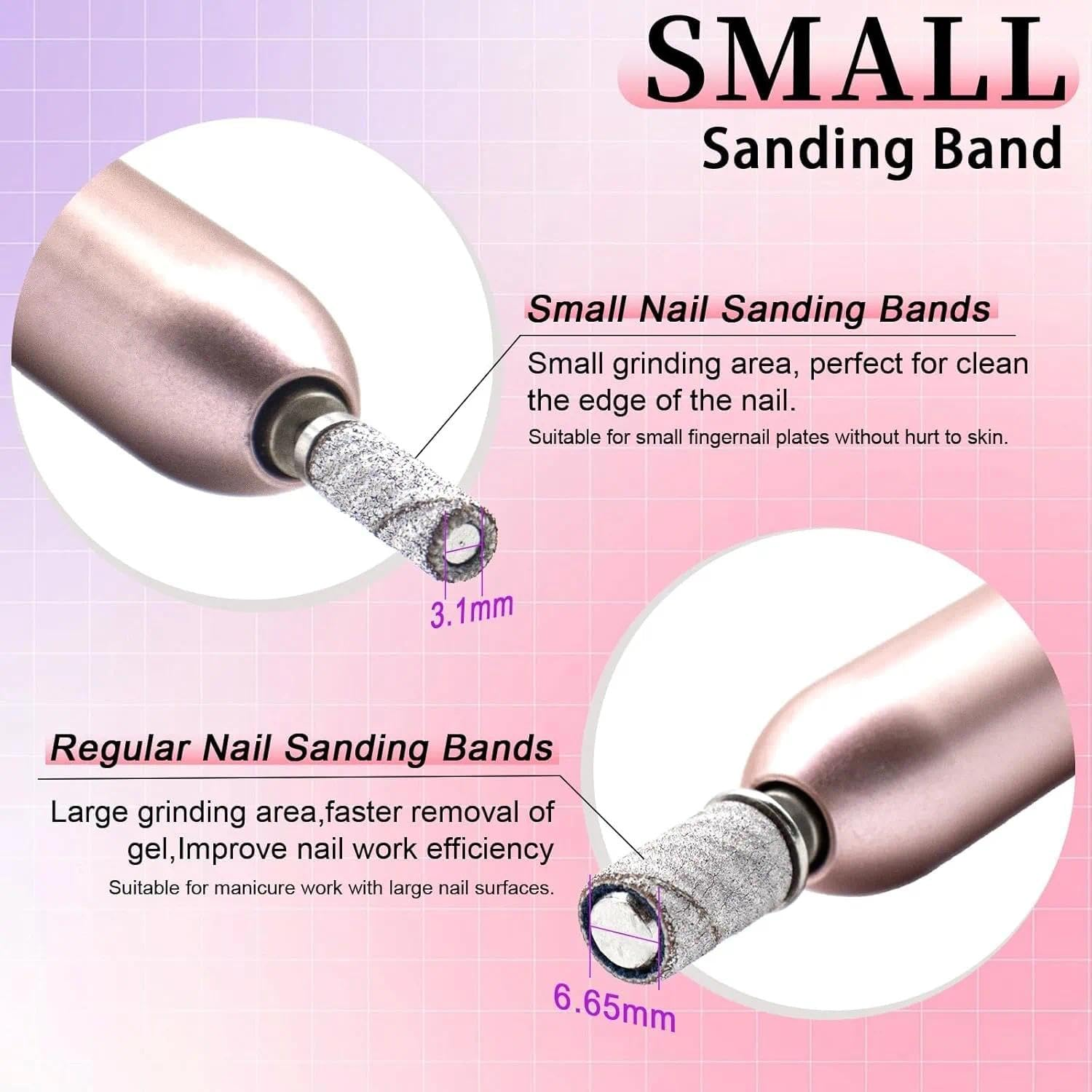 Mini Sanding Bands for Nail Drill, 100 Pcs 3.1Mm 180 Grit Acrylic Gel Removing & Shaping Manicure Tools for Salon and Home Use - Leralsta image number 3