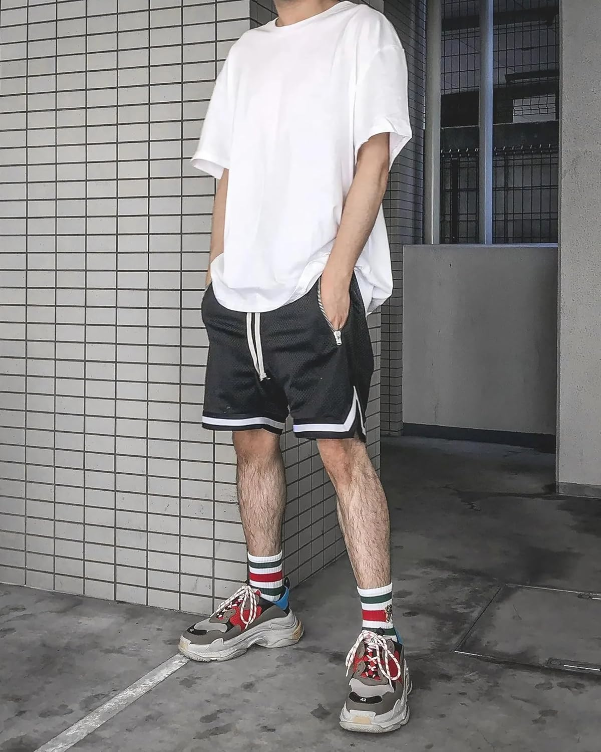 DIOTSR Mens Mesh Basketball Shorts Running Athletic Gym Workout Shorts with Zip Pocket image number 1