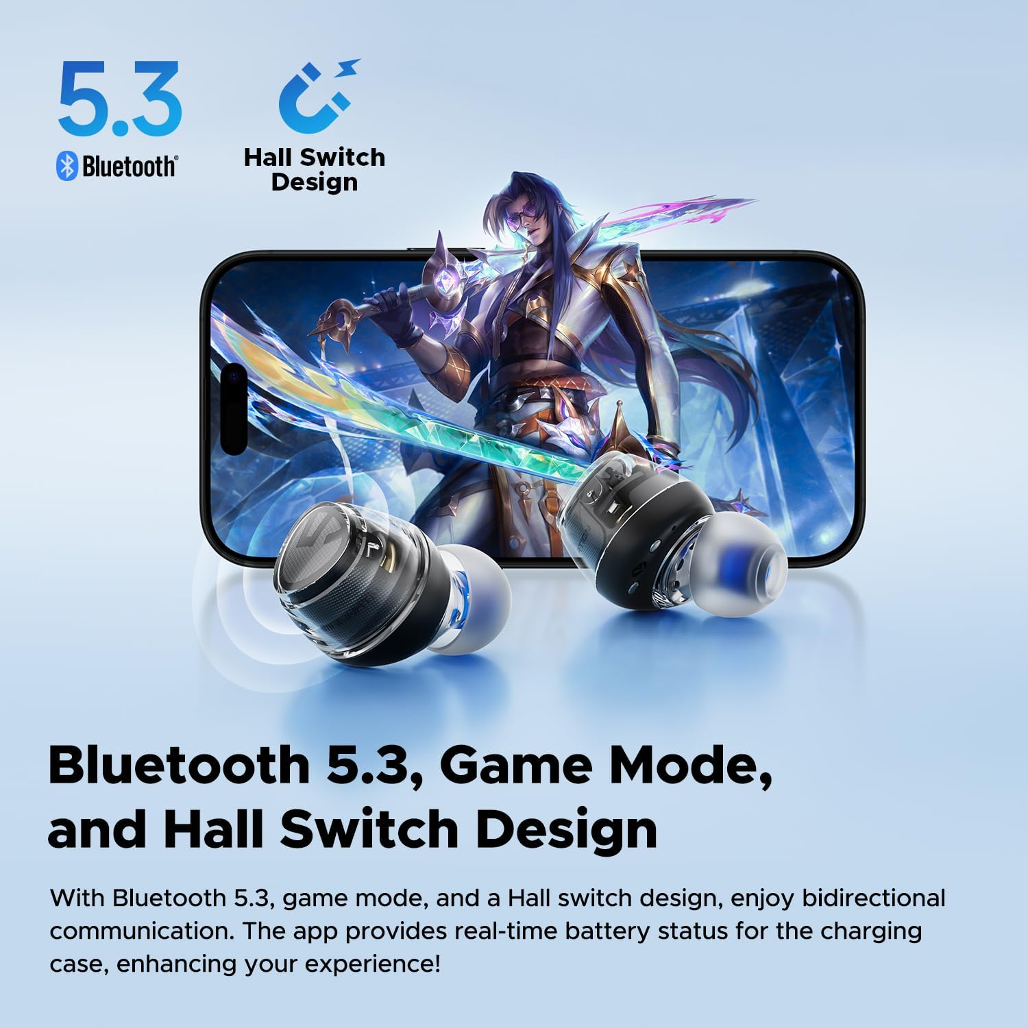 Wireless Earbuds, Soundpeats Clear Dot Bluetooth 5.3 Earphones with 10Mm Driver, 2 Mics with AI Noise Cancelling Headphones for Clear Calls, 27H Playtime, Game Mode, App Control Transparent (Black) - White image number 5