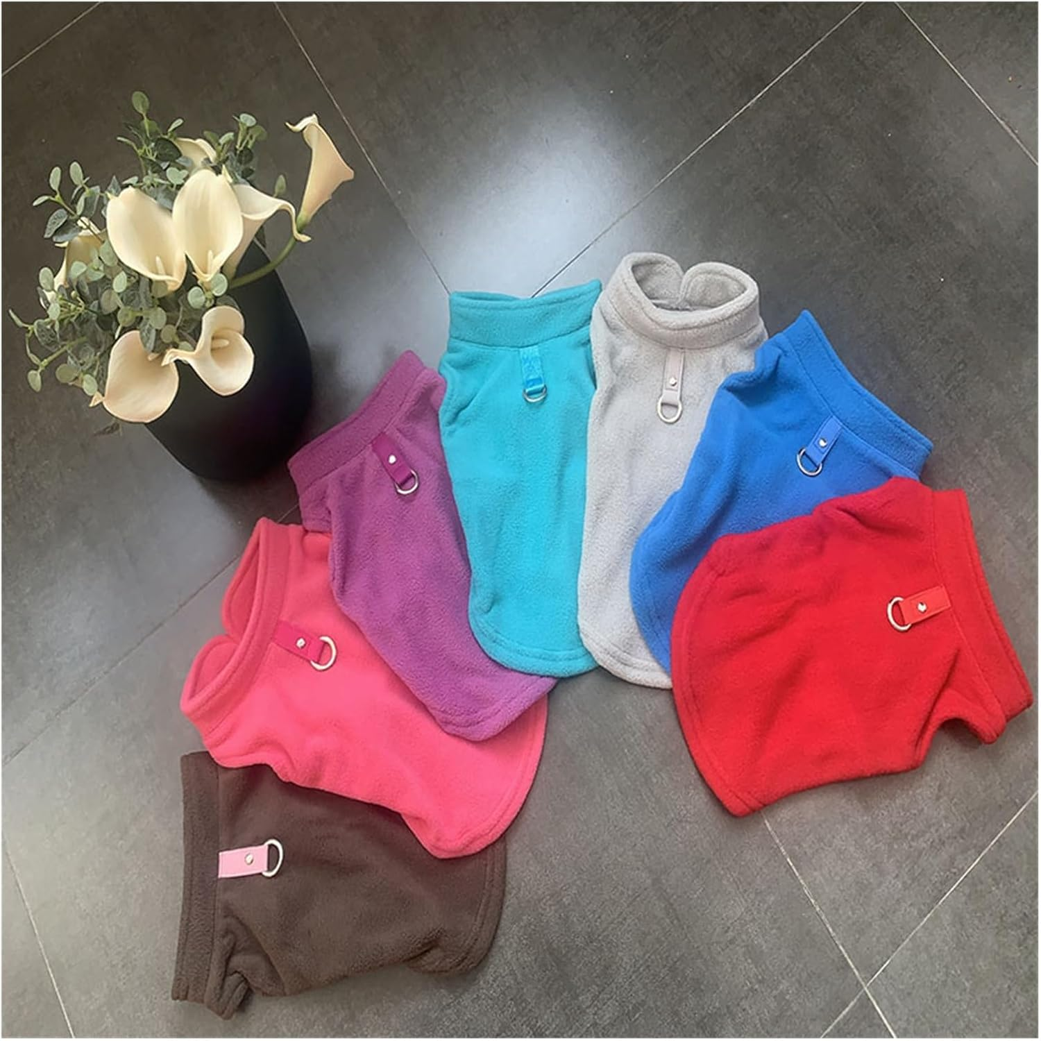 Dog Clothes Pet Clothing Solid Color Sweatshirt Vest Dog Clothes Autumn Winter Extra Thick Warm Rocking Fleece Pet Apparel Warm (Color : Gray, Size : S) image number 2