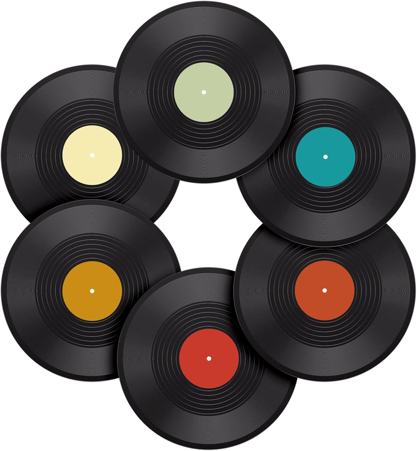Facmogu 6 Pack 12In Blank Vinyl Record Decor, Fake Vintage Record for Indie Wall Aesthetic Room, 70S 80S 90S Rock & Roll Music Party Decor, Retro Craft Display Records for Home Living Room image number 5