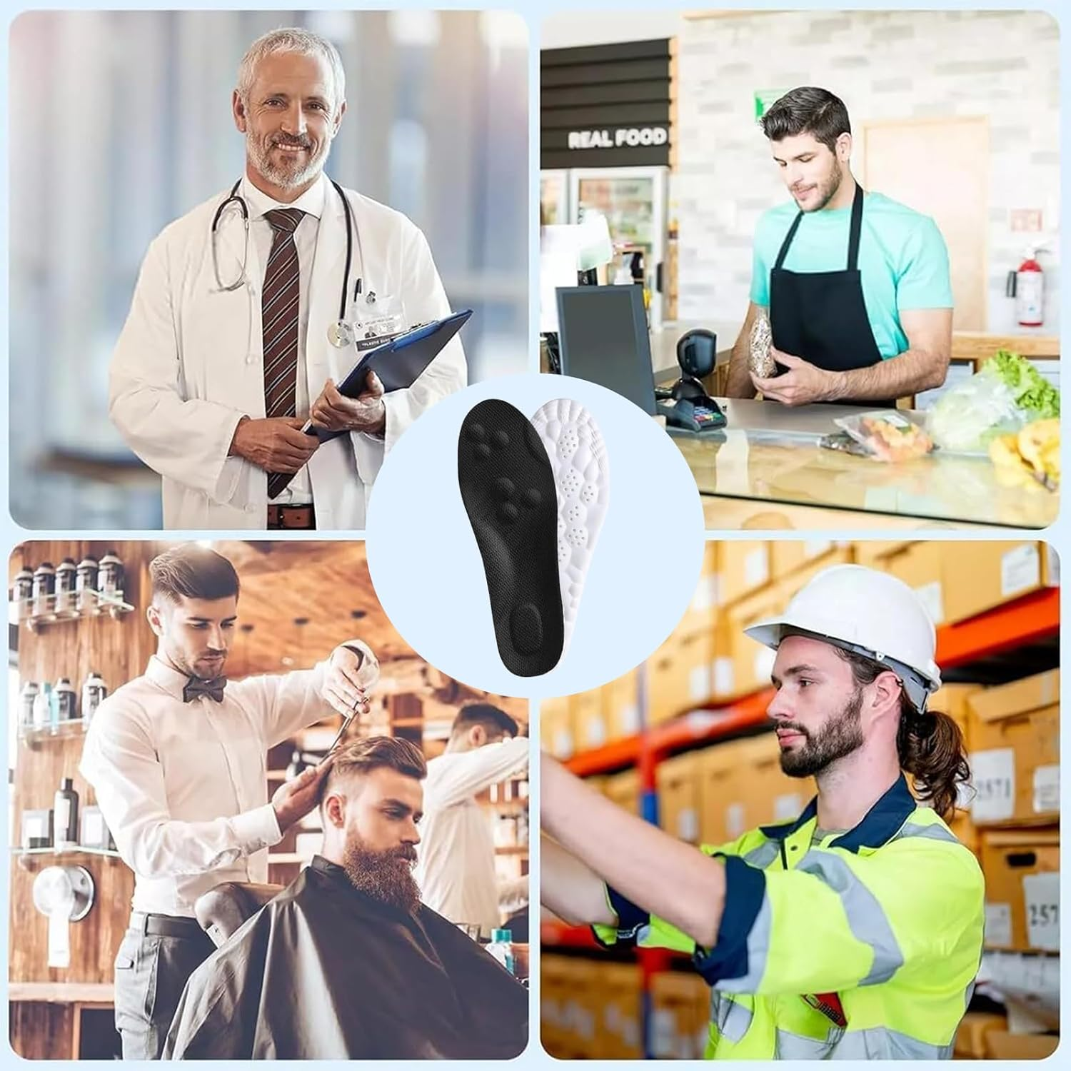 2 Pairs 4D Cloud Insoles for Men, Massage Cushion Insole for Foot & Joint Support Comfortable Shoe Steppers Insoles Sole Inserts Memory Foam Insoles for Men (US11-12) image number 5