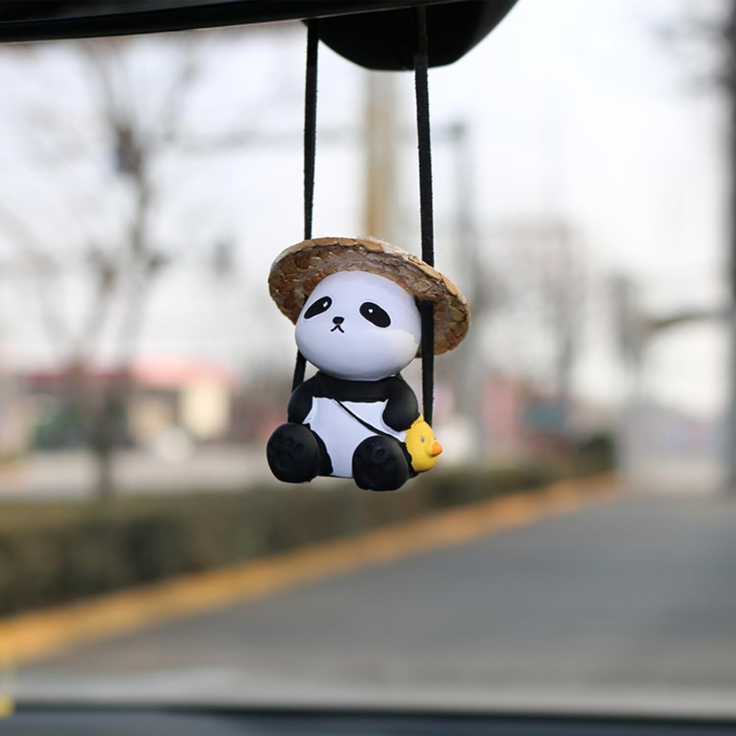 Juxtapiq Funny Swinging Panda Car Hanging Ornament, Car Interior Accessory, Rearview Mirror Decoration, General Use/Gift image number 1