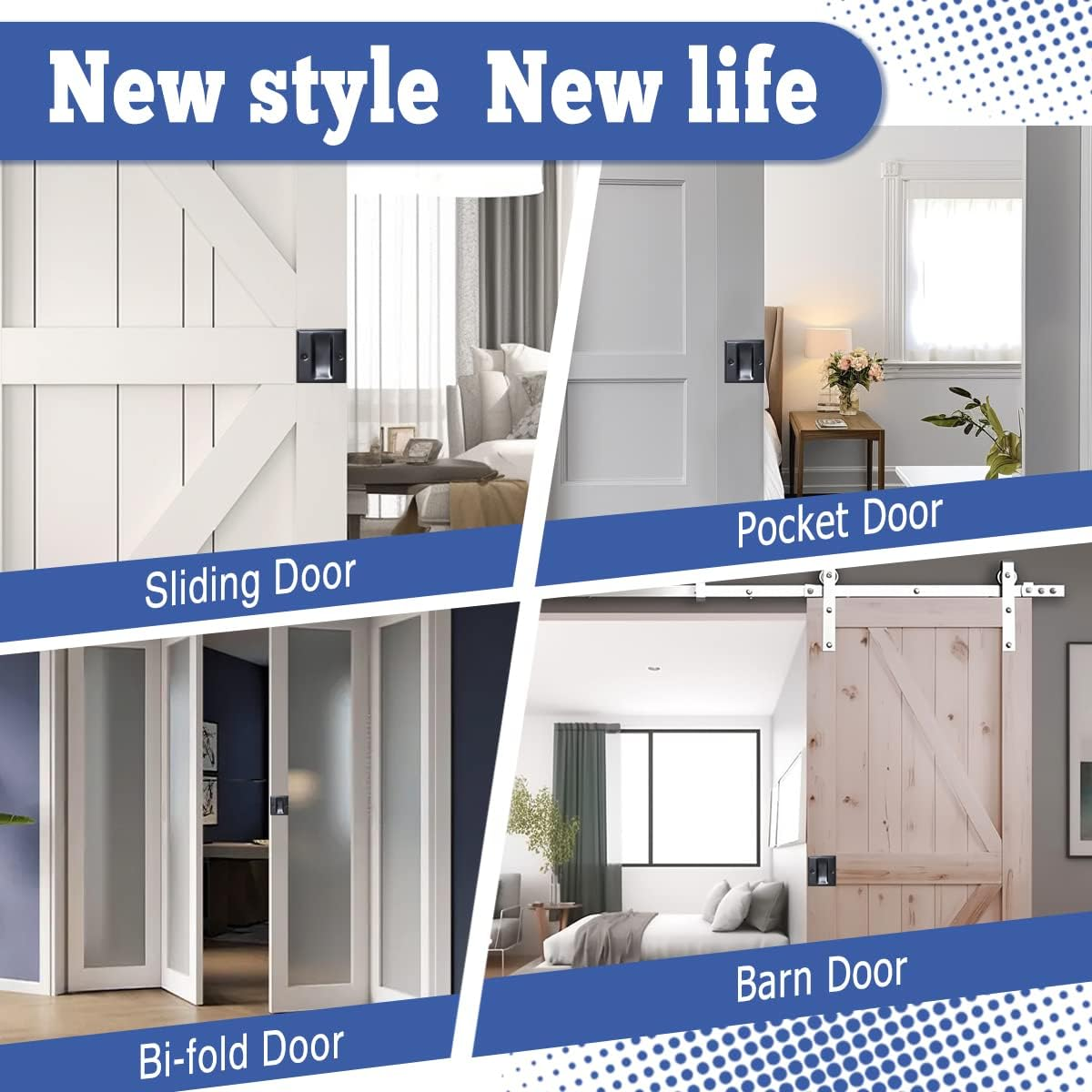 HOMOTEK 4 Pack Privacy Pocket Door Pull - No Switch Plate, Replace Old/Damaged Pull, 2-3/4'X2-1/2', for 1-3/8' Thickness Door, Black image number 7