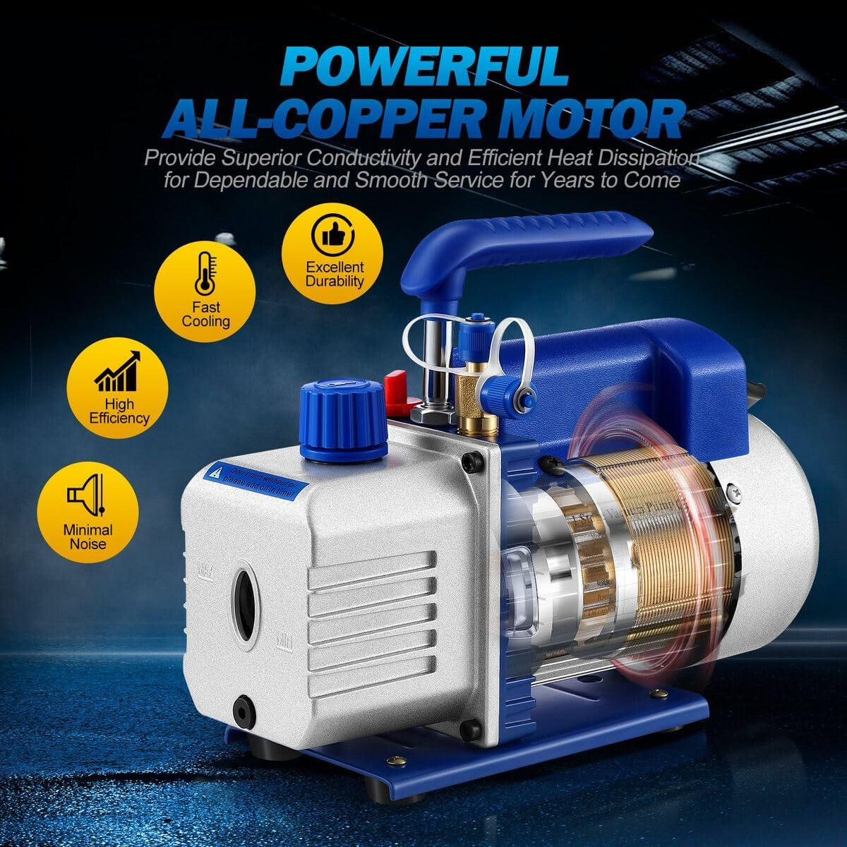 AUSWAY 3CFM Vacuum Pump for Refrigerant Air Conditioning AC Conditioner HVAC Refrigeration Food Clothes Packaging Car Maintenance Wine Degassing image number 5