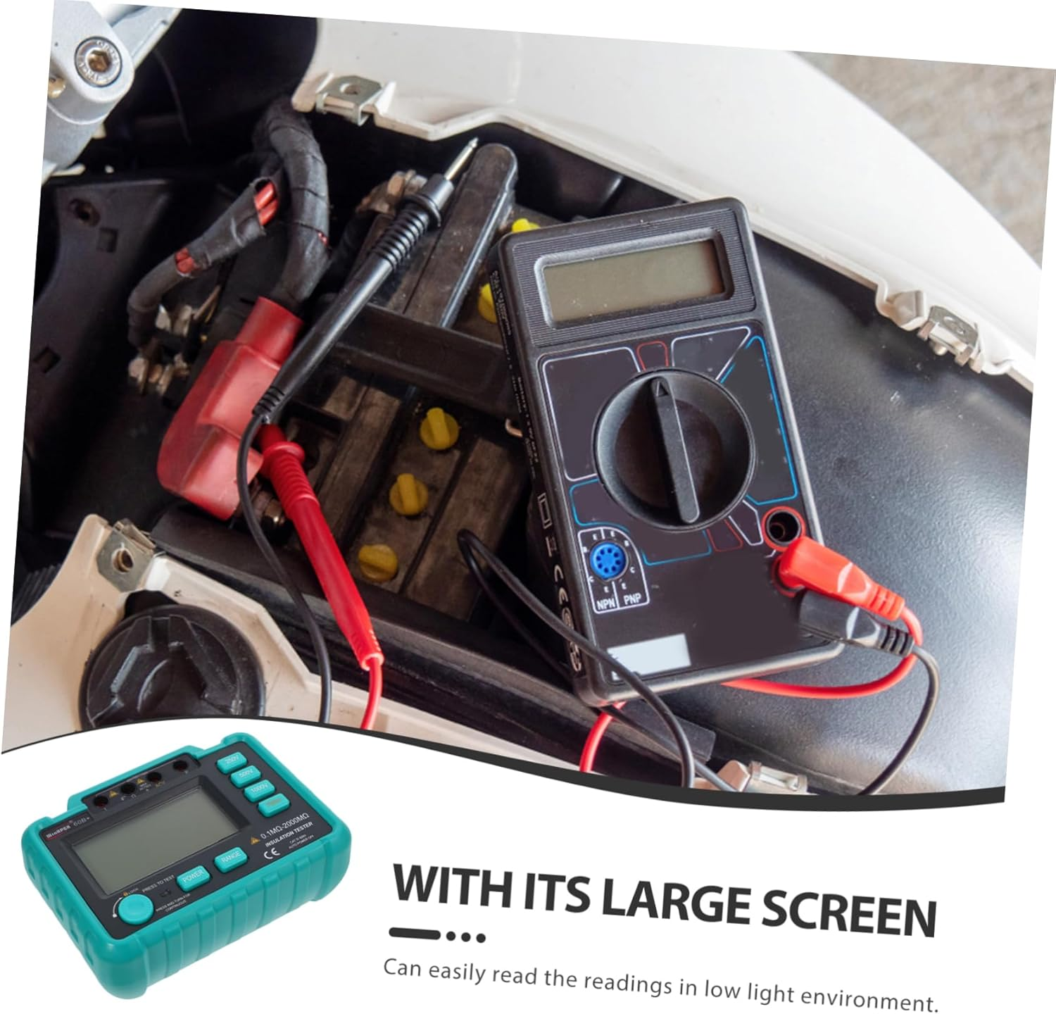 TEHAUX Insulation Tester Auto Electrical Tools Digital Megohm Backlight Megohmmeter Test Leads for Motors Appliances