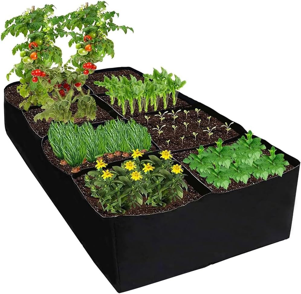 Fabric Raised Garden Bed &ndash; Rectangle Grow Bag with 8 Holes, Heavy-Duty Planter for Vegetables, Herbs, and Flowers, Breathable Fabric Planting Container for Outdoor Gardening image number 5