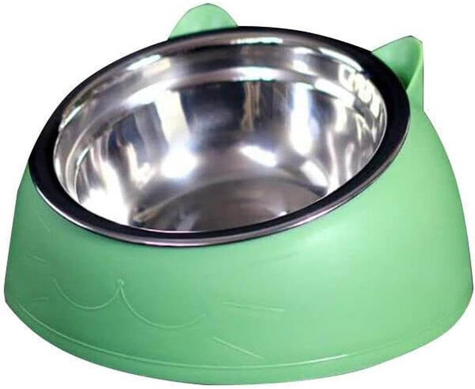 AIMALL Pet Dog Cat Food Bowl Raised No Slip Stainless Steel Tilted Water Food Feeder - Non-Slip & Bpa-Free for Healthy Feeding