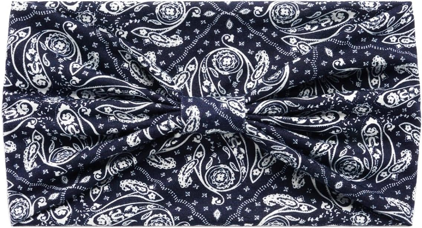 6Pcs Headbands for Women Wide Knotted Turban Bandana Boho Head Scarfs Wraps Yoga Hairbands Fabric Elastic Headband Sport Running Headscarves