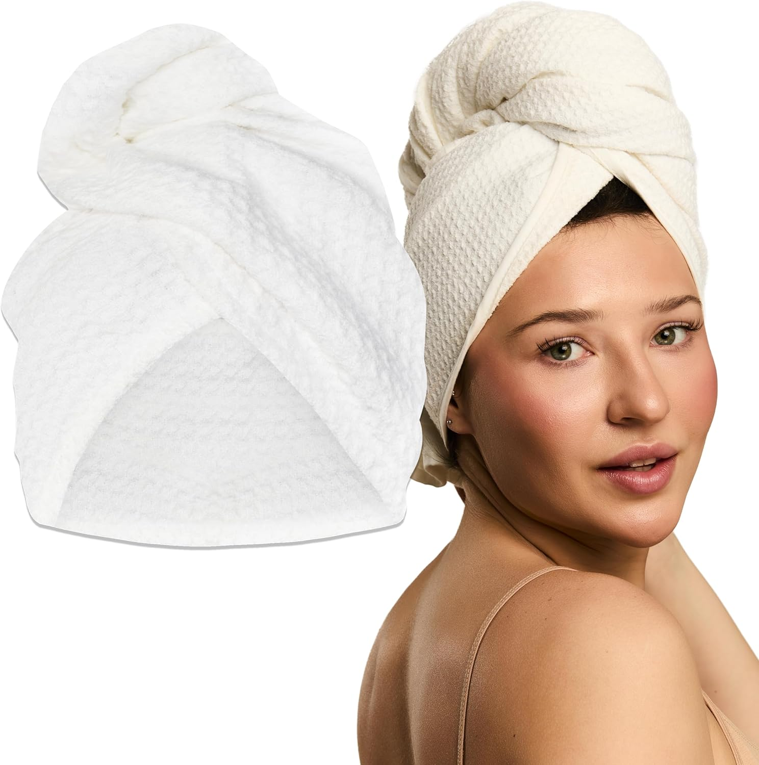 Glov Hydroweave Twister Hair Turban White Quick Drying Moisture Absorbing Frizz Reducing Elastic Versatile for All Hair Types Easy Care Gentle and Safe image number 1