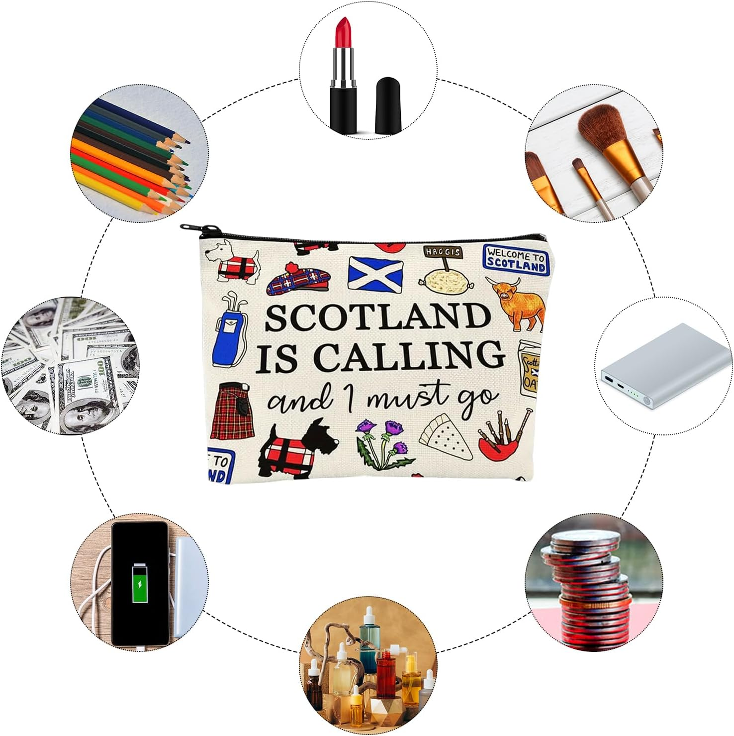 2-Piece Letter Printed Makeup Bag, Creative Cartoon Pattern, Personalised and Fashionable, Multifunctional Storage Bag for Women, Practical Outdoor Makeup Bag