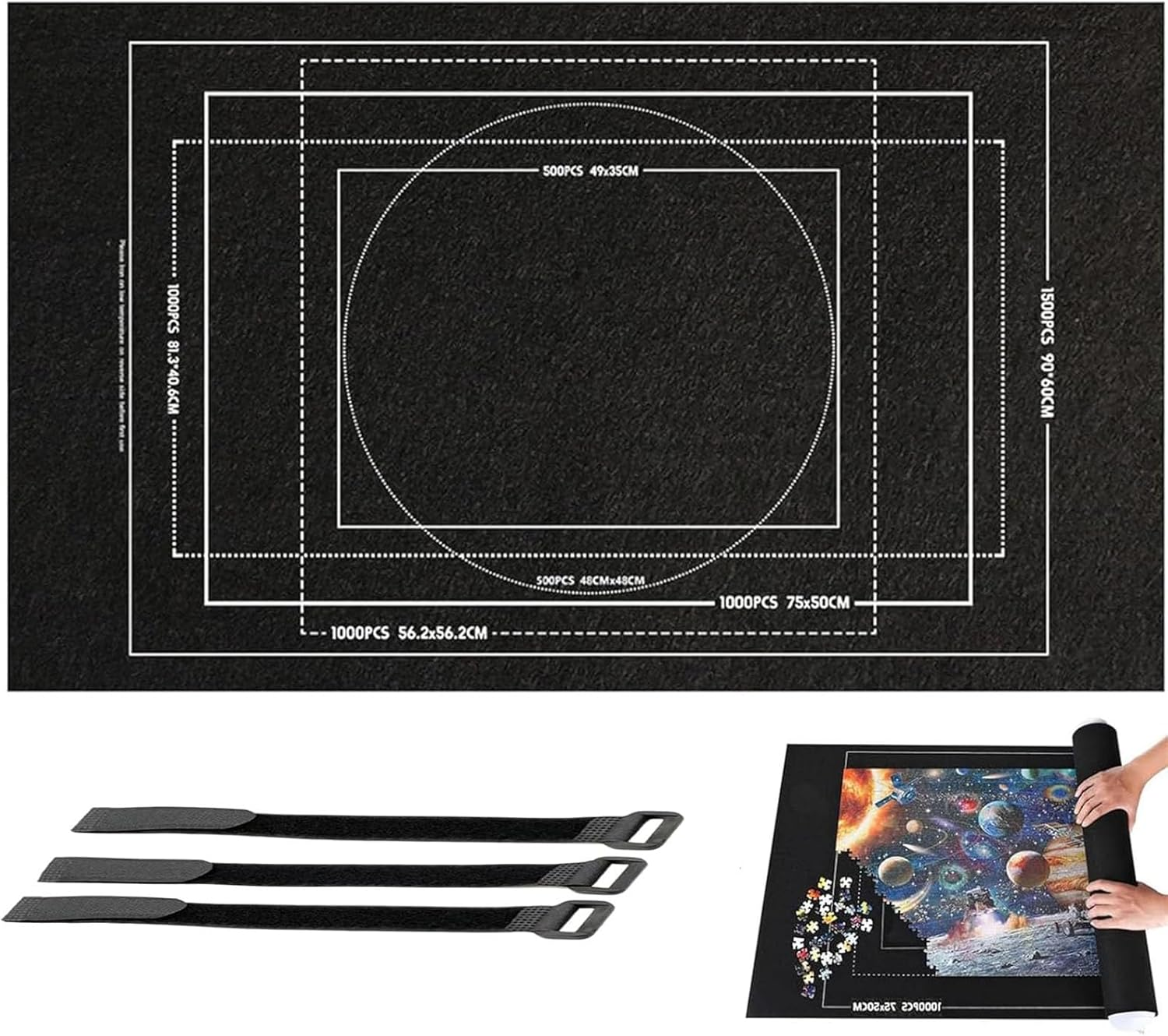 Puzzle Mat, Jigsaw Puzzle Mat, Puzzle Board for up to 1500 Pieces, Puzzle Board, Jigsaw Puzzle Mat, Large 66X116Cm with 3 Velcro Straps, Ideal for Puzzle Storage and Organisation image number 1