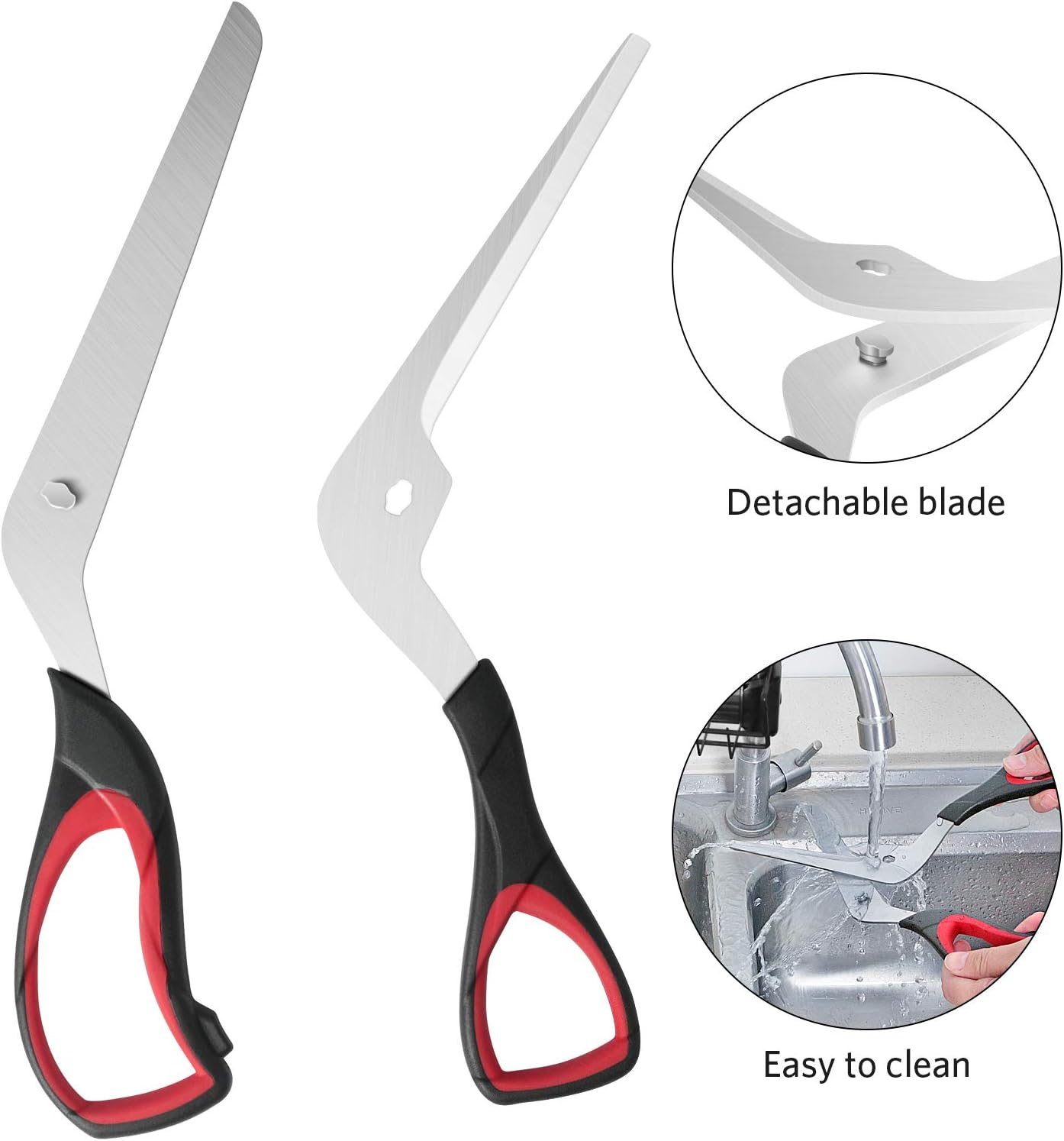 Pizza Scissors, Pizza Cutter with Ultra Sharp Detachable Blade and Ergonomic Soft Grip, 10.3Inch, Black&Red image number 4