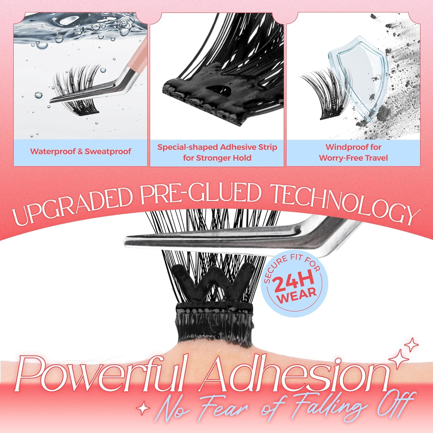 LASHVIEW Self Adhesive Eyelashes, 3 Seconds to Apply, Super Portability, Easy for Beginners, 24 Hour Hold, Ideal for Any Occasion, 72 Pieces 10-16 Mm (Z02)